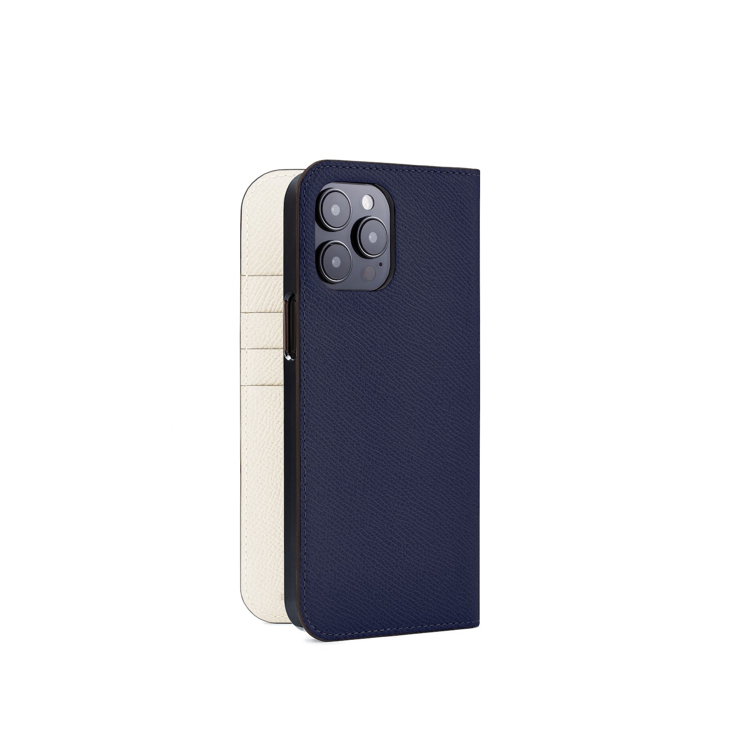 iPhone 14 Pro Max Diary Case Nobile Leather (Navy × White)