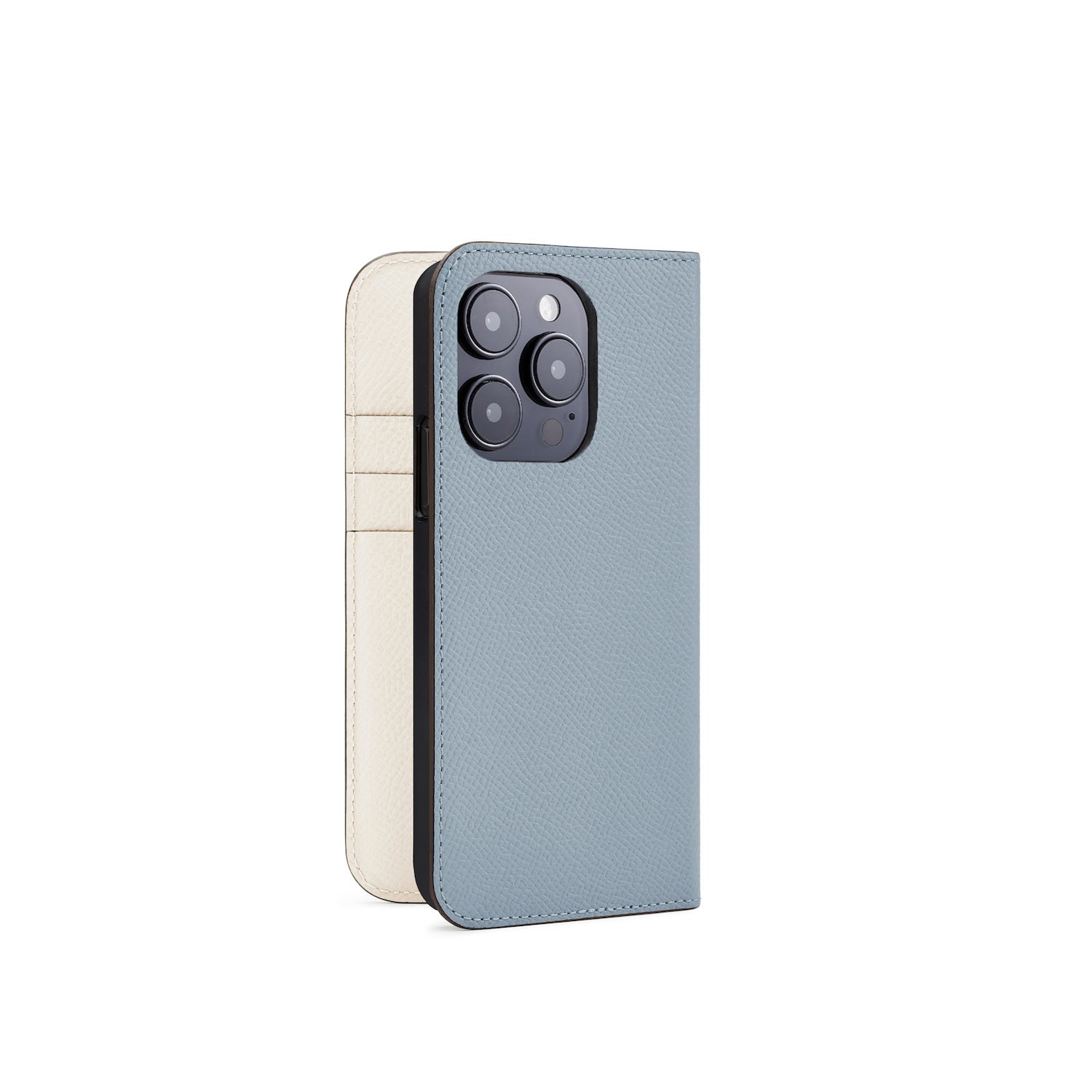 iPhone 15 Pro Diary Case Nobile Leather (Blue Lin × White)