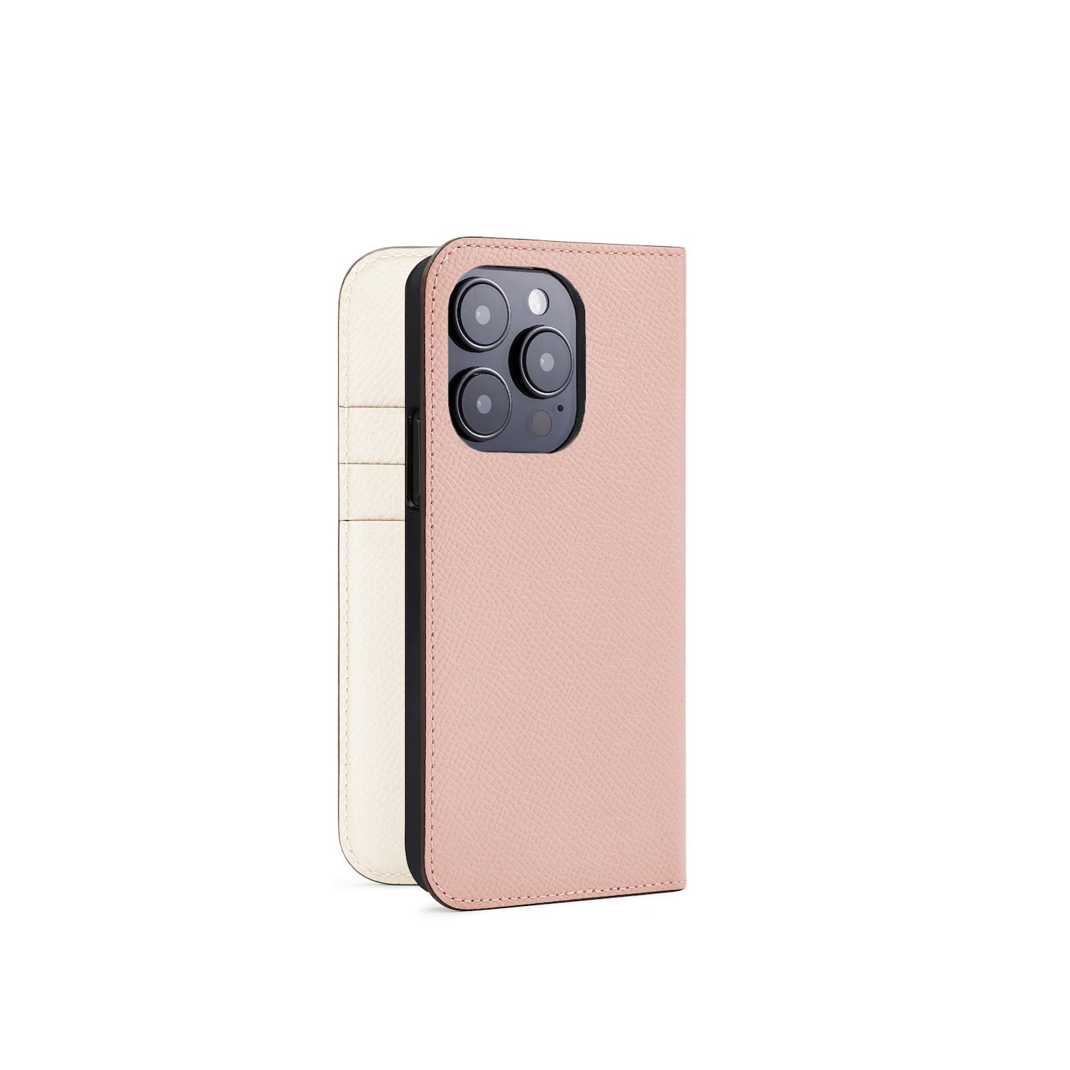 iPhone 15 Pro Diary Case Nobile Leather (Shell Pink × White)