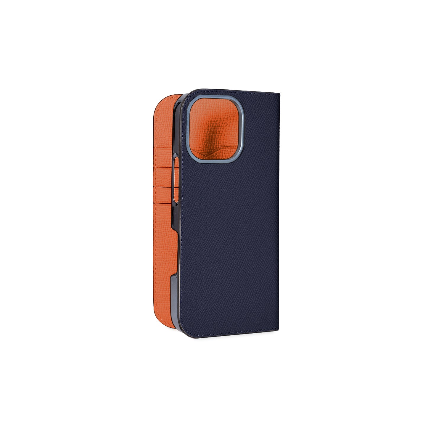 iPhone 16 Pro Max Diary Case Nobile Leather (Navy × Orange)