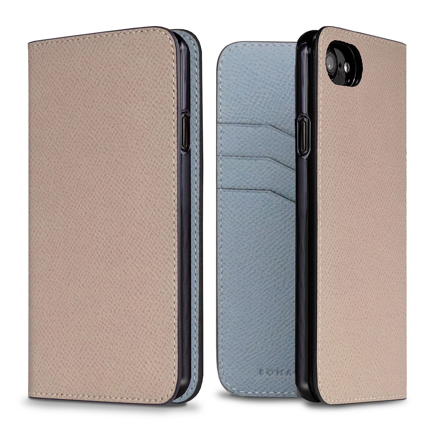 iPhone SE / 8 / 7 / 6s / 6 Diary Case Nobile Leather (Greige × Blue Lin)