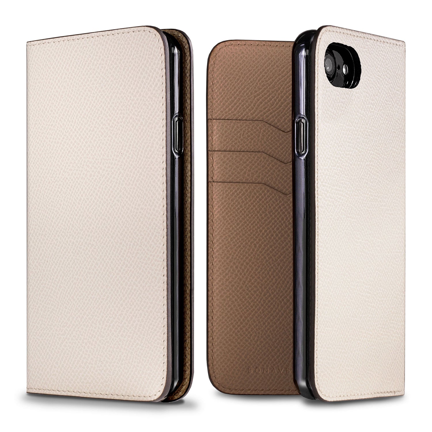 iPhone SE / 8 / 7 / 6s / 6 Diary Case Nobile Leather (White × Etoupe)