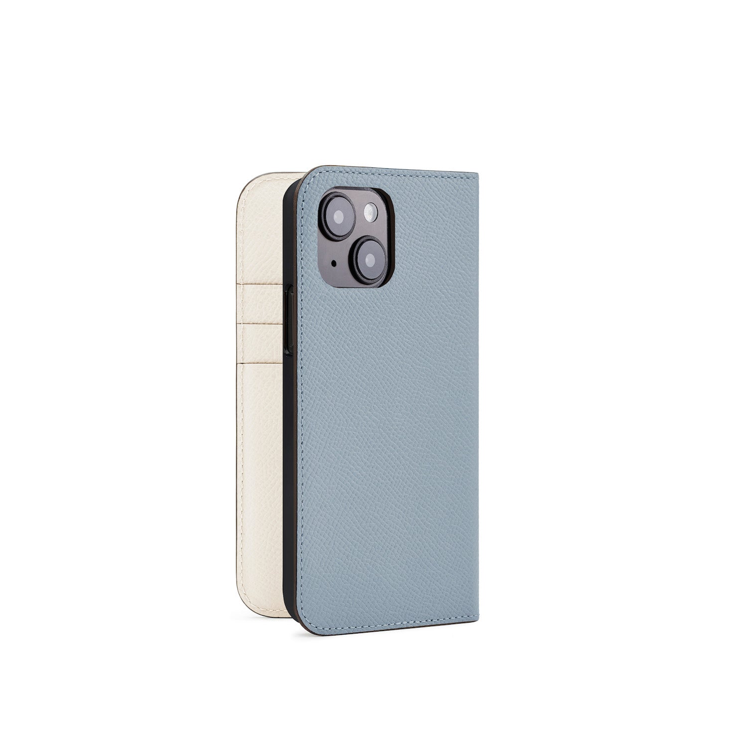 iPhone 15 Diary Case Nobile Leather (Blue Lin × White)