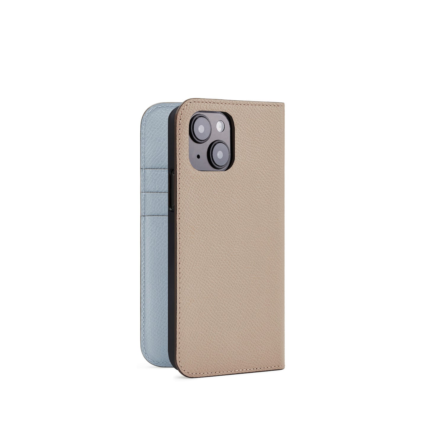 iPhone 15 Diary Case Nobile Leather (Greige × Blue Lin)