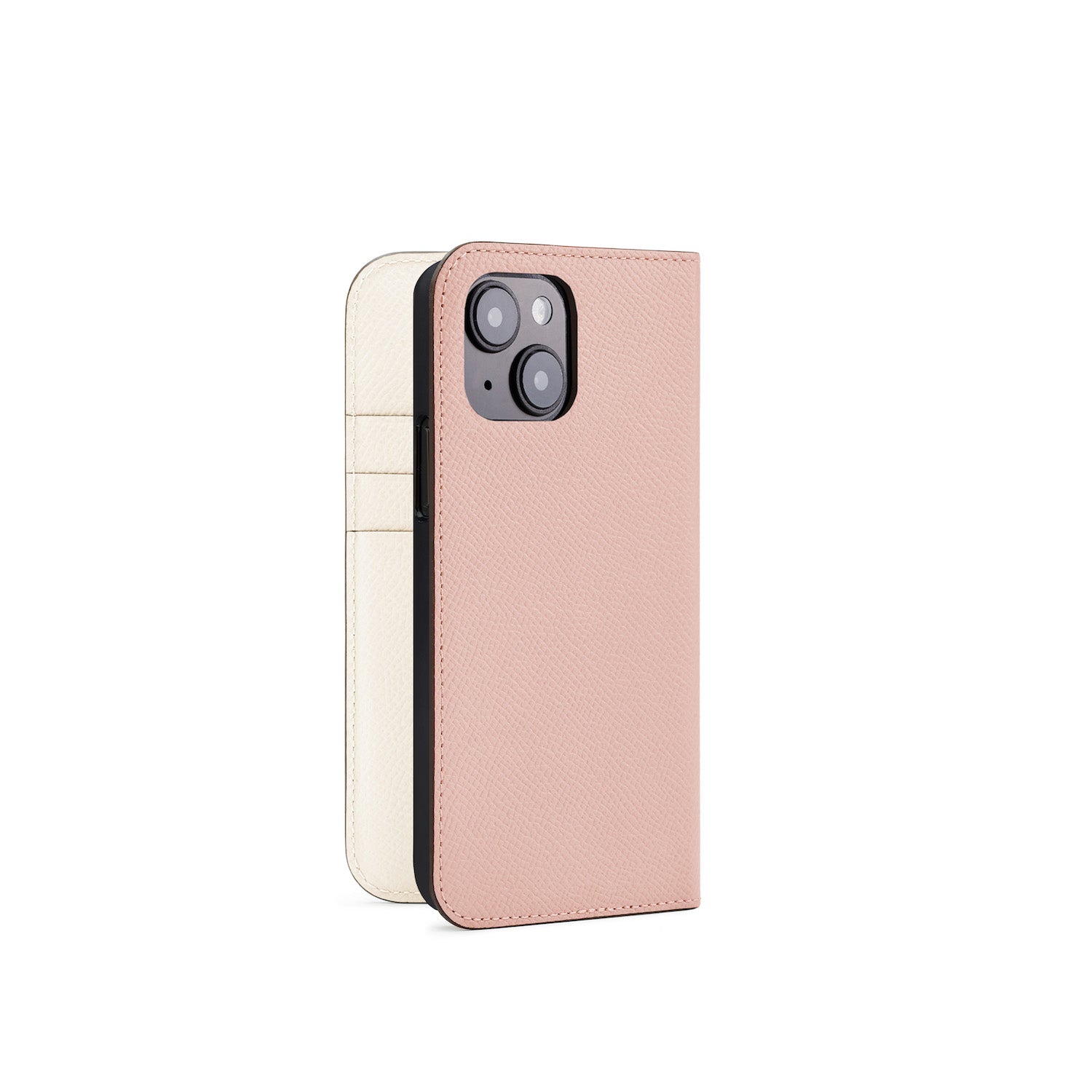 iPhone 15 Diary Case Nobile Leather (Shell Pink × White)