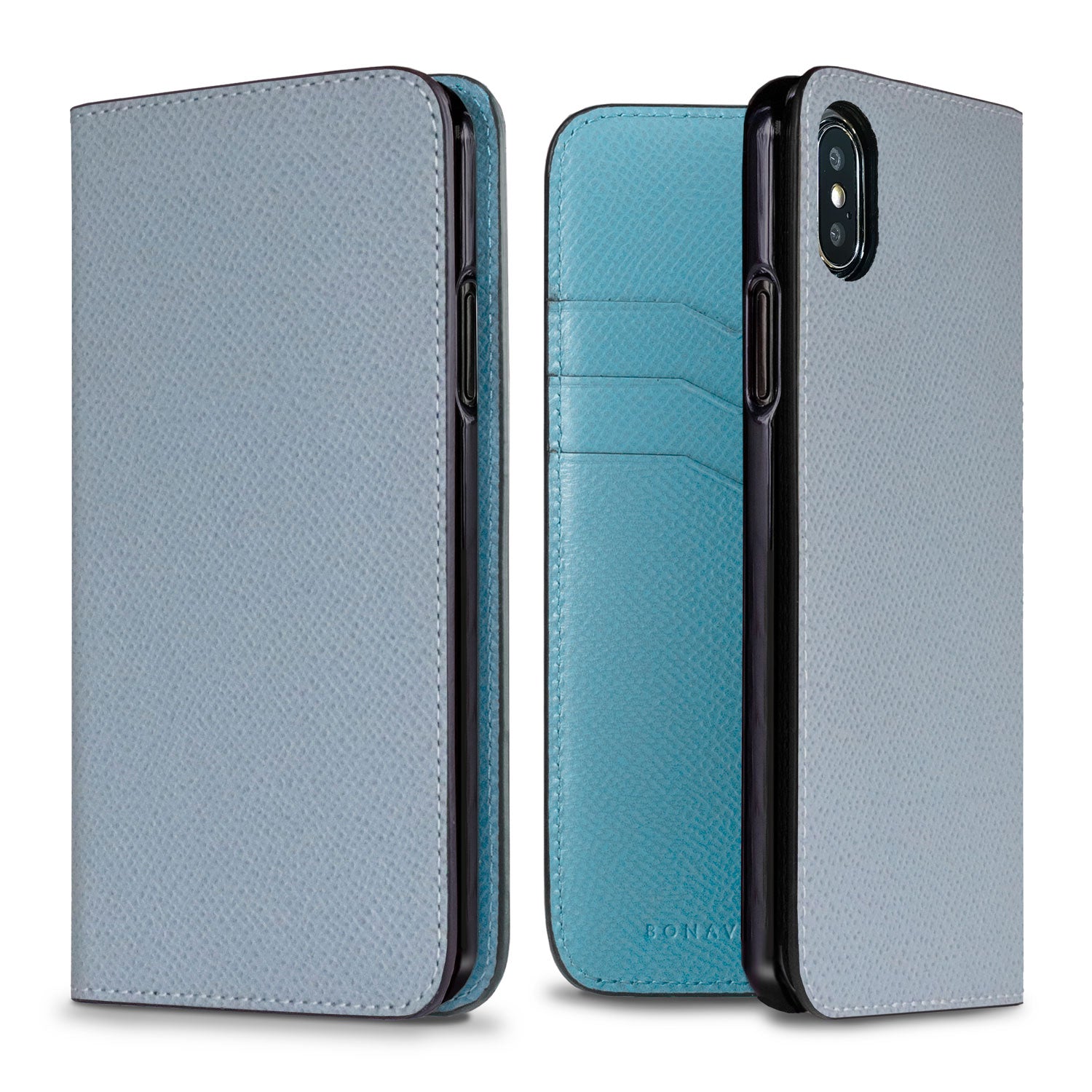 iPhone X / Xs Diary Case Nobile Leather (Blue Lin × Aqua Blue)