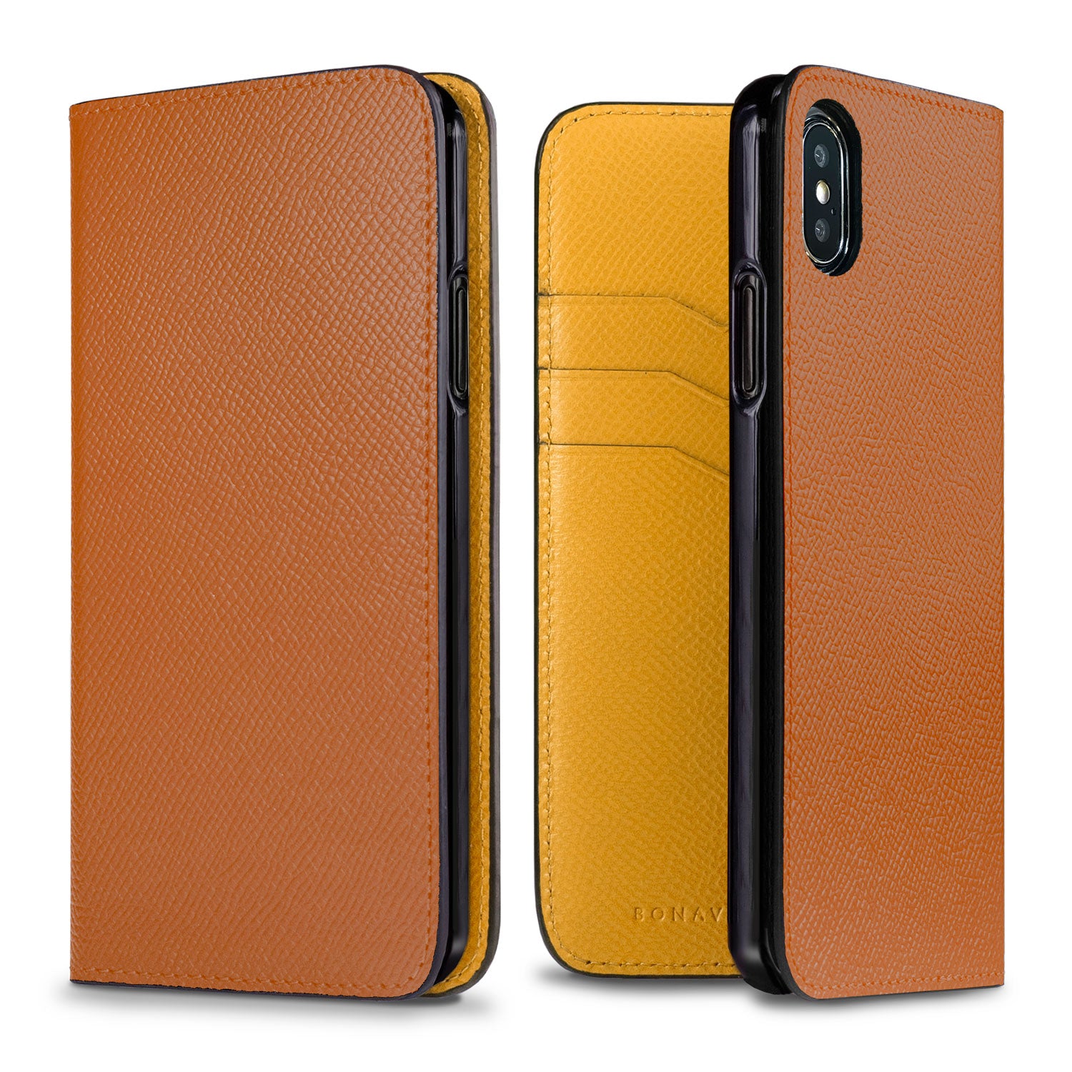 iPhone X / Xs Diary Case Nobile Leather (Gold × Mimosa Yellow)