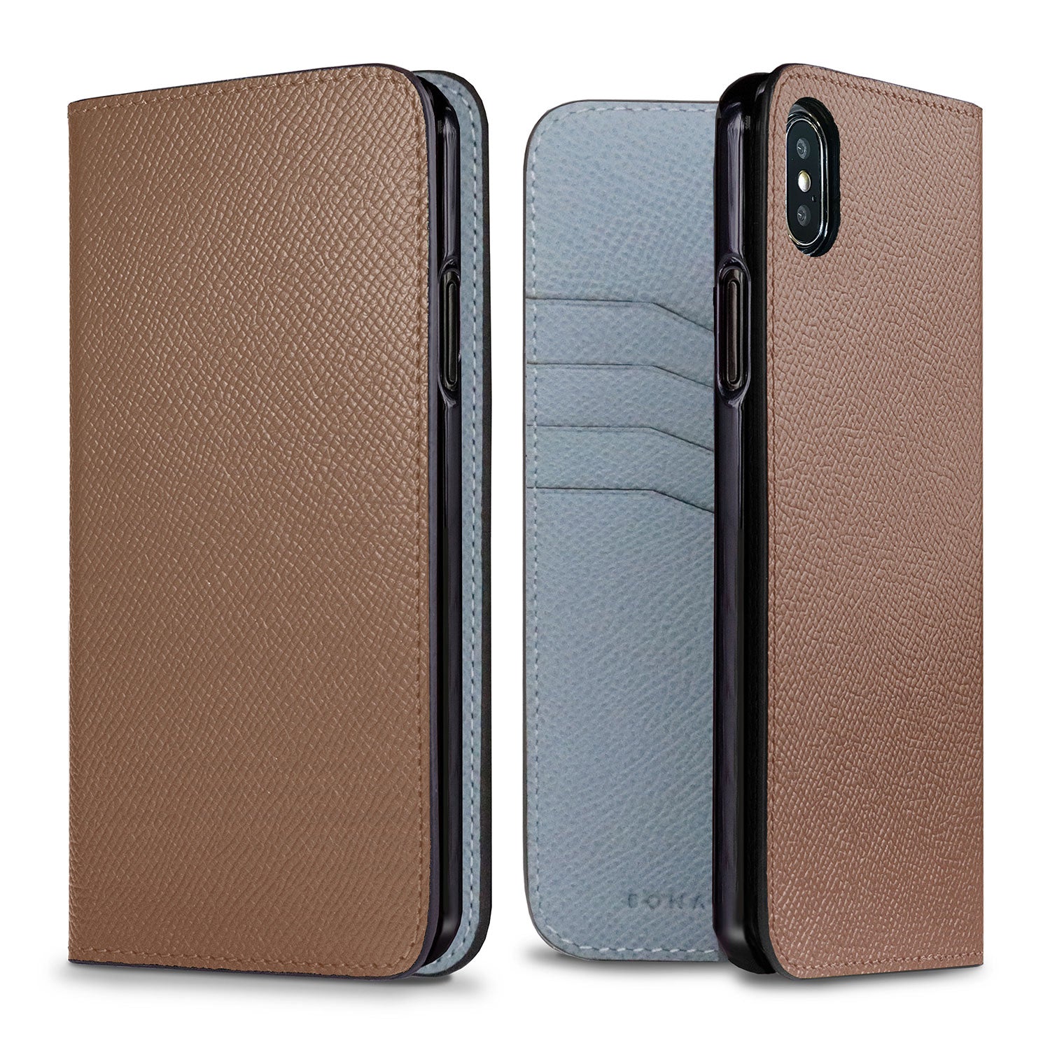 iPhone Xs Max Diary Case Nobile Leather (Etoupe × Blue Lin)