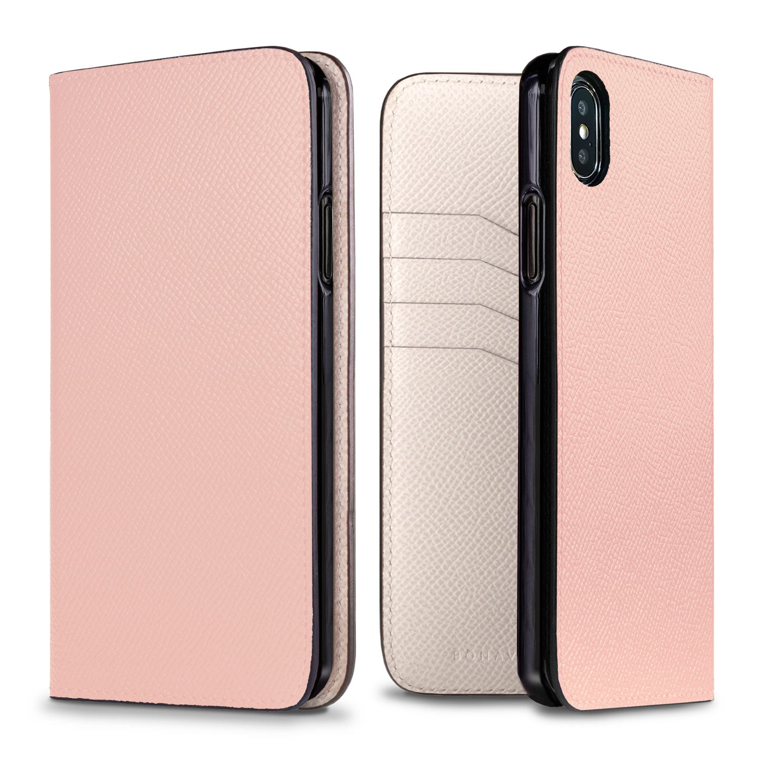 iPhone Xs Max Diary Case Nobile Leather (Shell Pink × White)