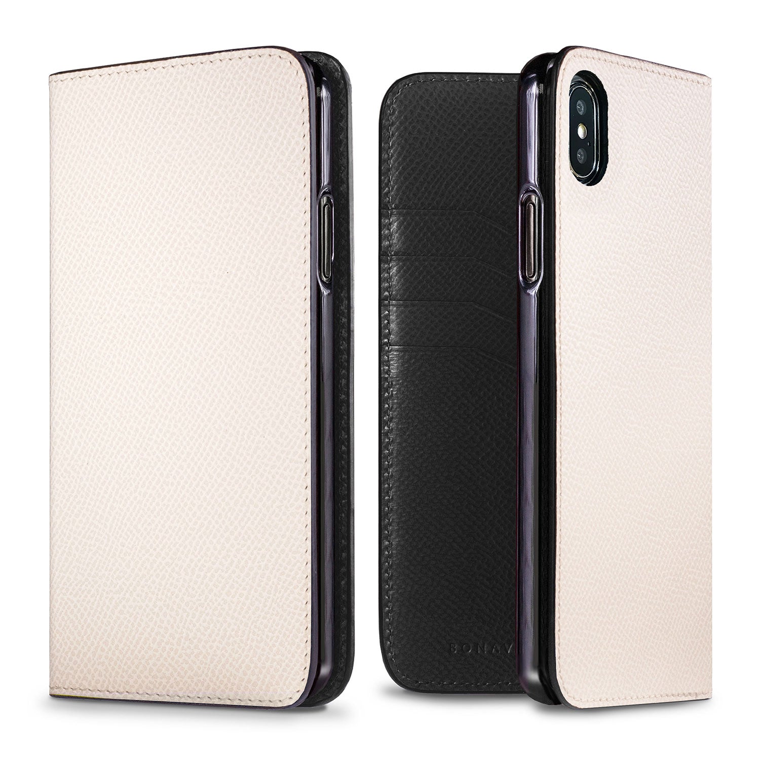 iPhone Xs Max Diary Case Nobile Leather (White × Black)