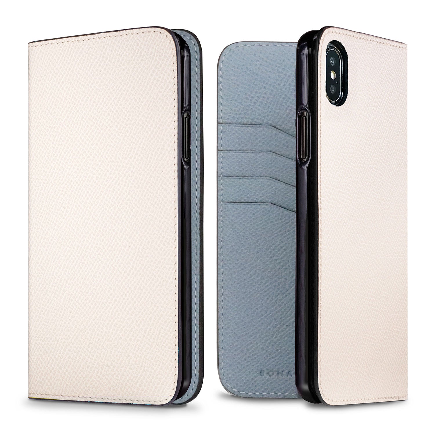 iPhone Xs Max Diary Case Nobile Leather (White × Blue Lin)