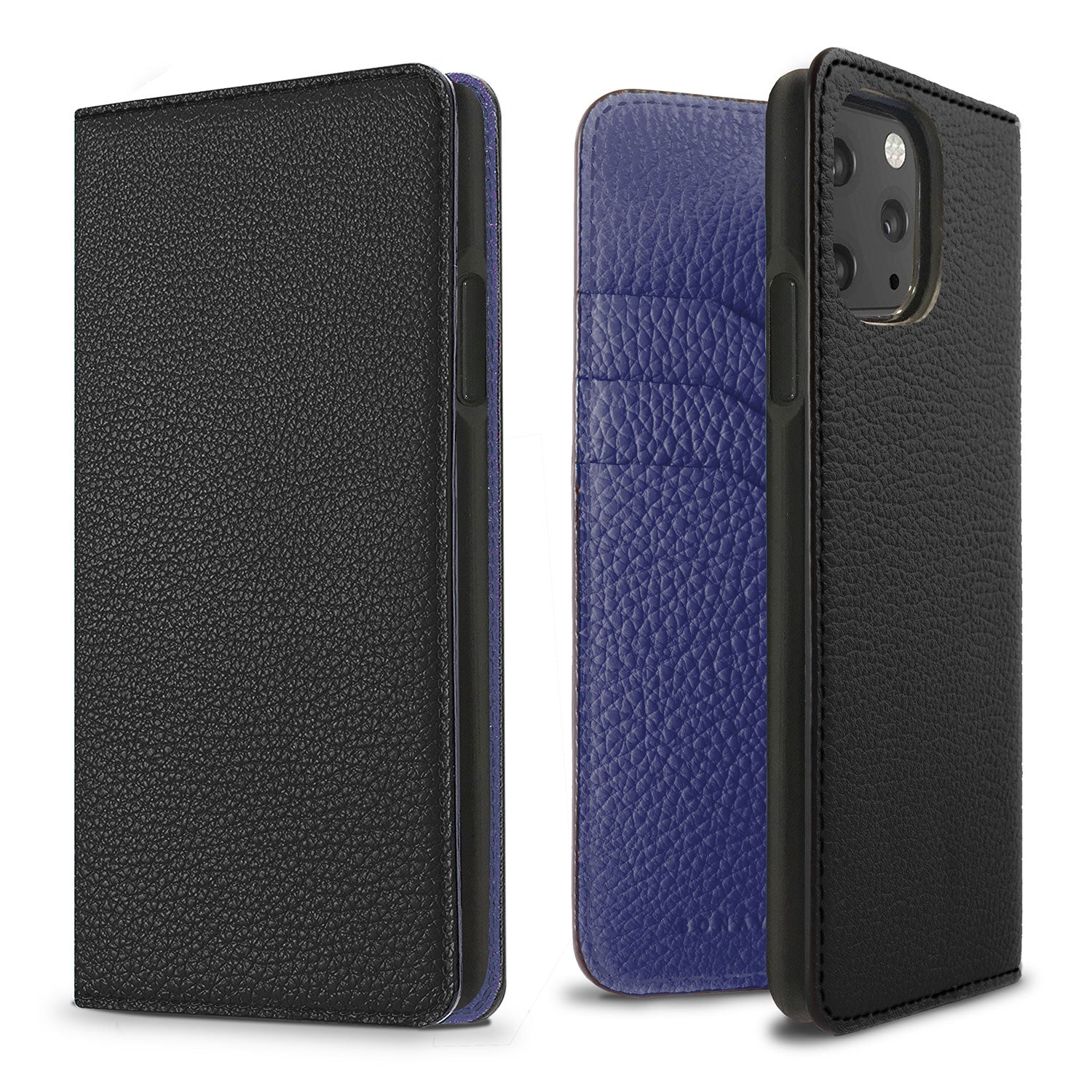 iPhone 11 Pro Diary Case Shrink Leather (Black × Electric Blue)
