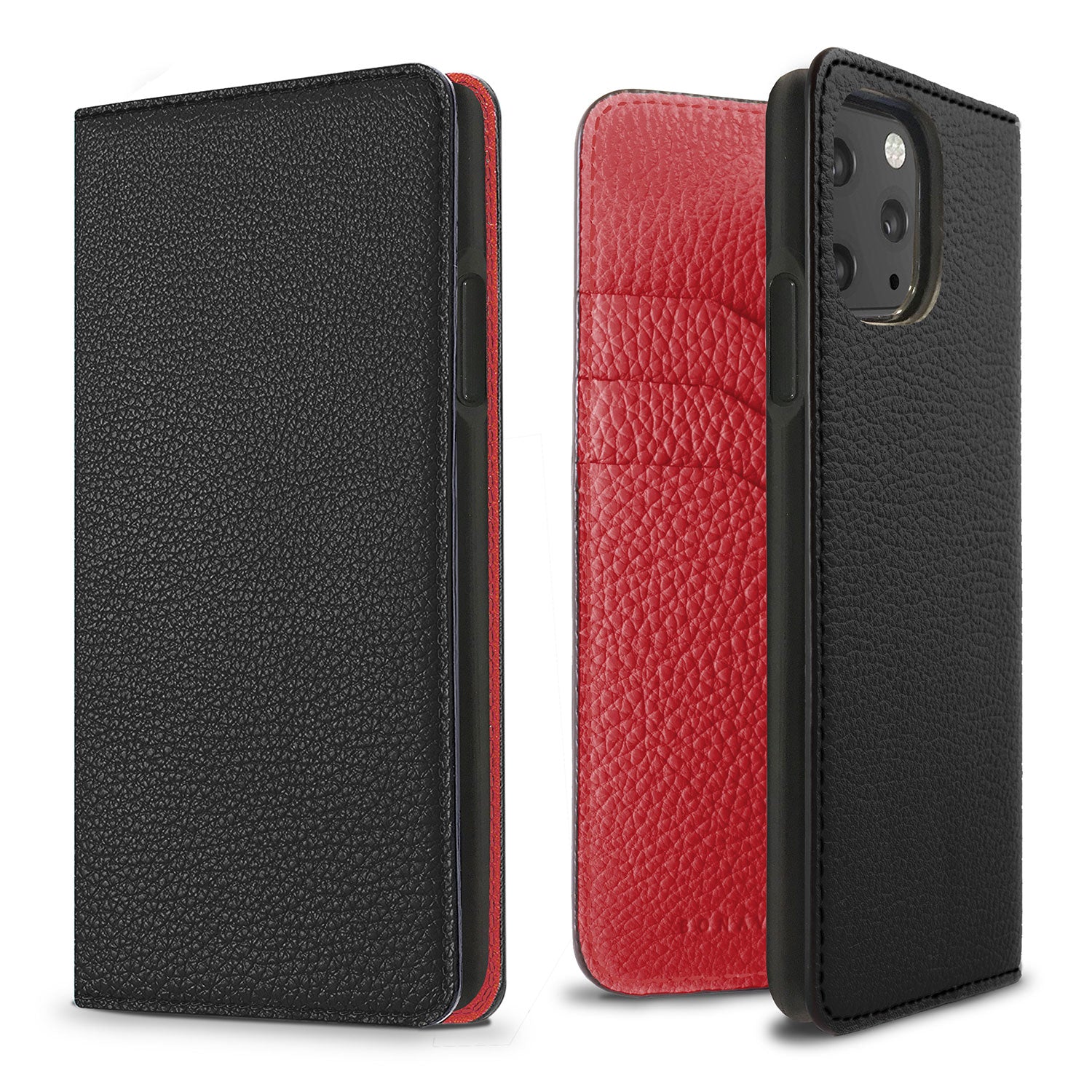 iPhone 11 Pro Diary Case Shrink Leather (Black × Red)