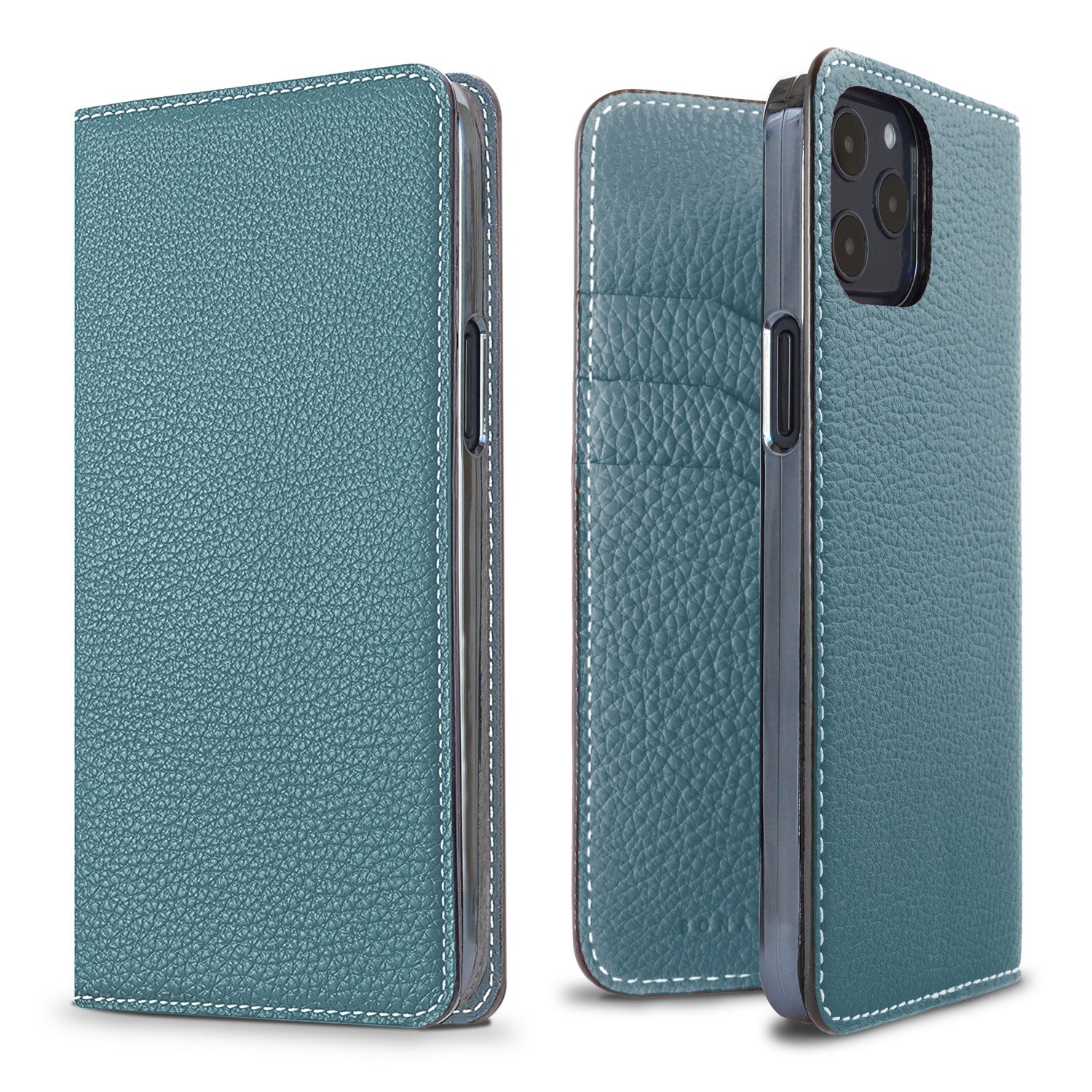 iPhone 12 / 12 Pro Diary Case Shrink Leather (Blue Cyan)
