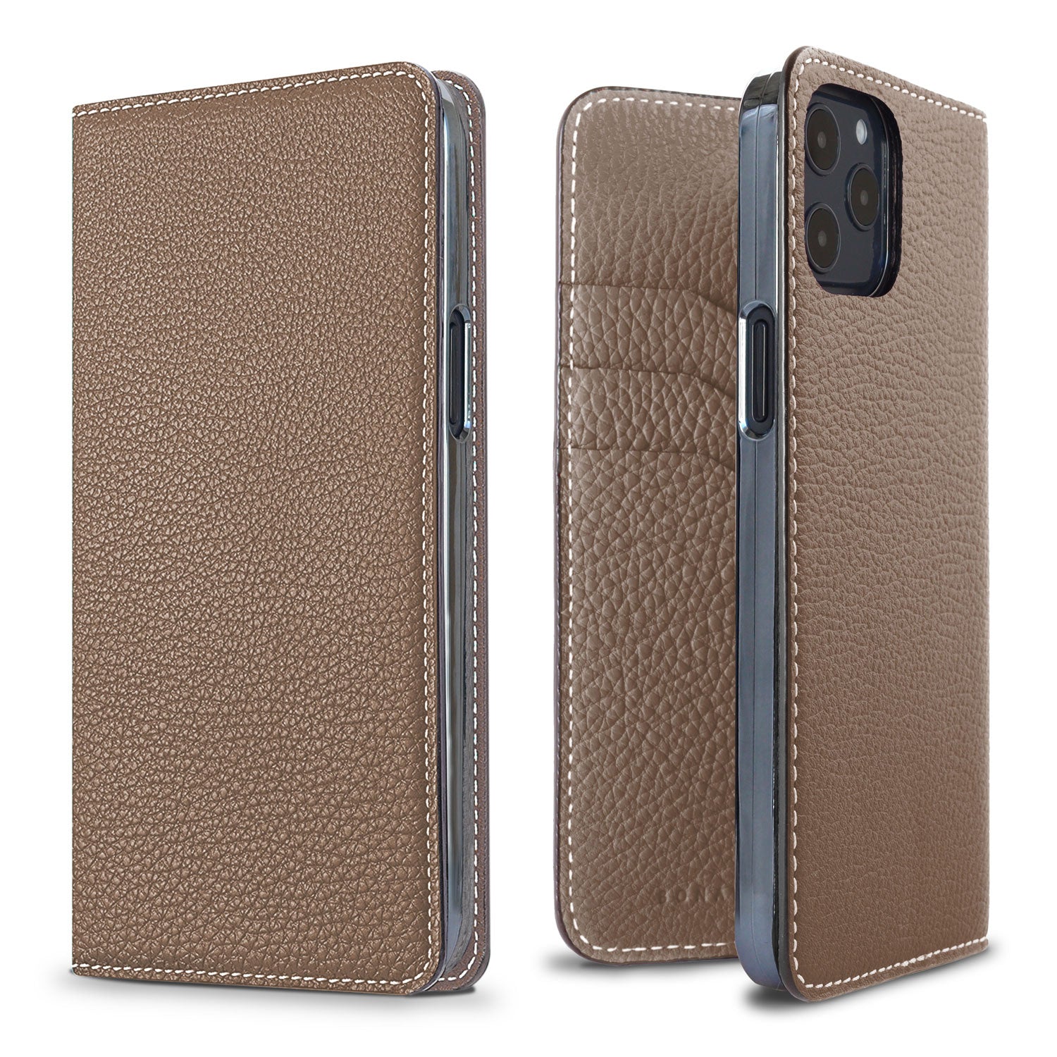 iPhone 12 / 12 Pro Diary Case Shrink Leather (Etoupe)