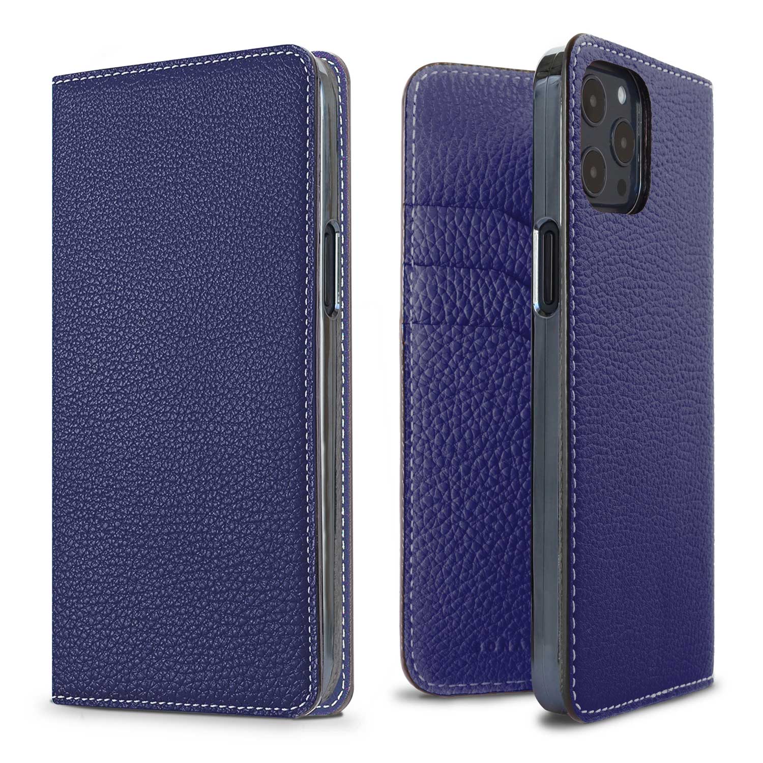 iPhone 12 / 12 Pro Diary Case Shrink Leather (Indigo Blue)