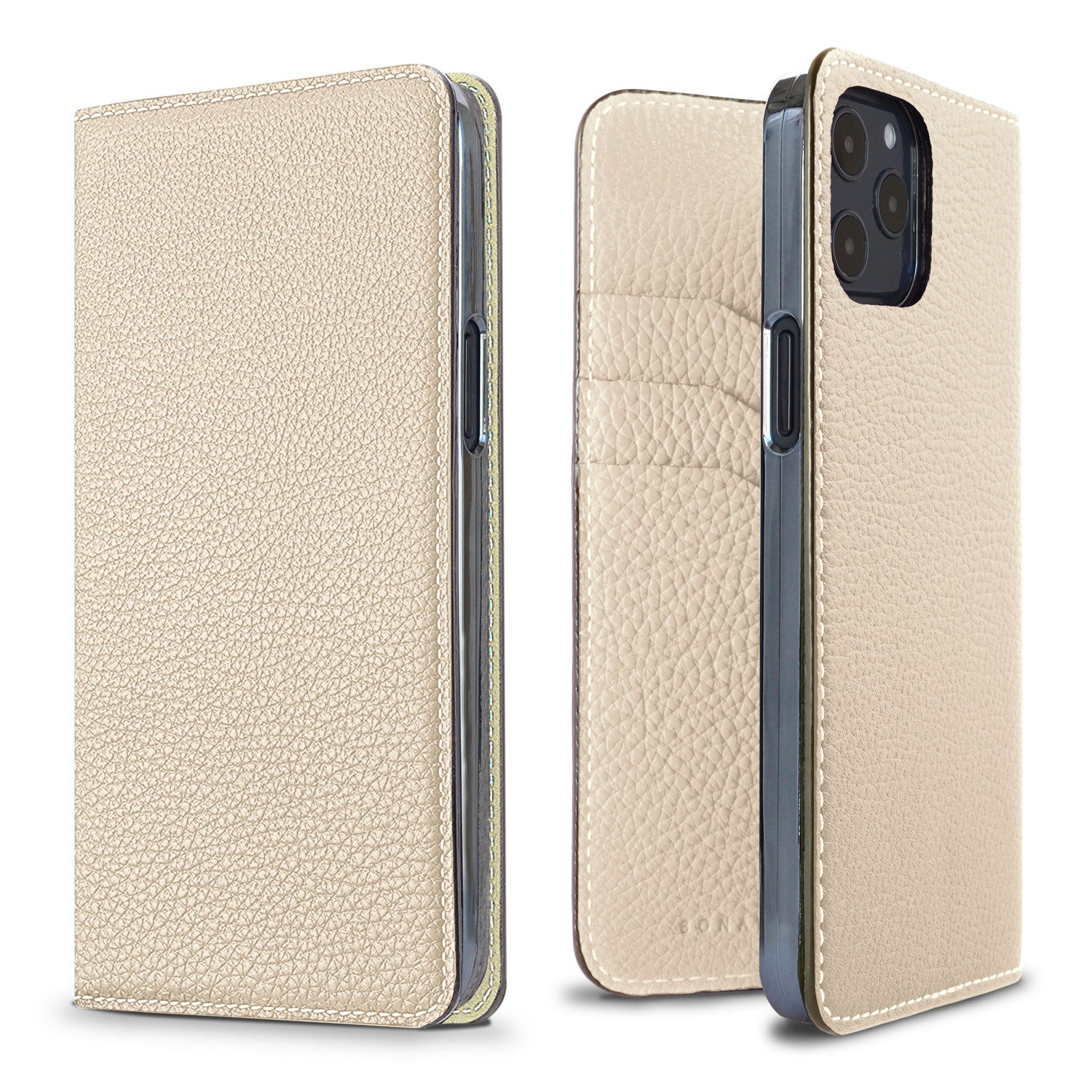 iPhone 12 / 12 Pro Diary Case Shrink Leather (Ivory)