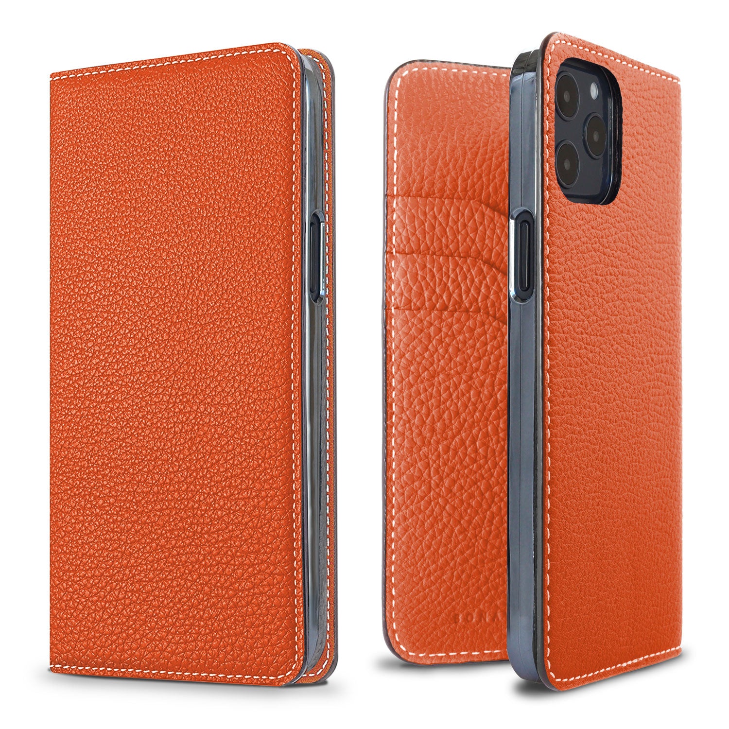iPhone 12 / 12 Pro Diary Case Shrink Leather (Orange)