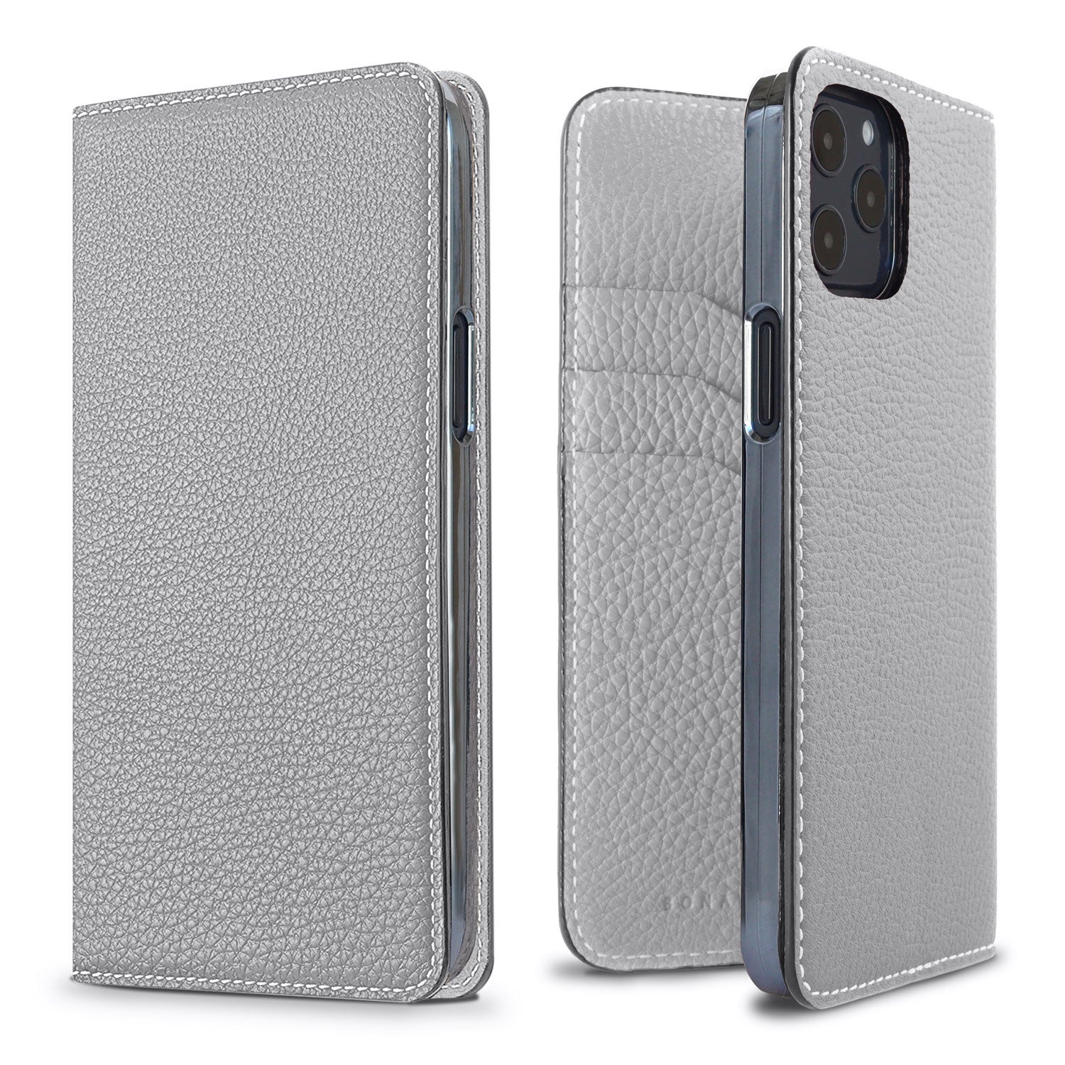 iPhone 12 / 12 Pro Diary Case Shrink Leather (True Gray)