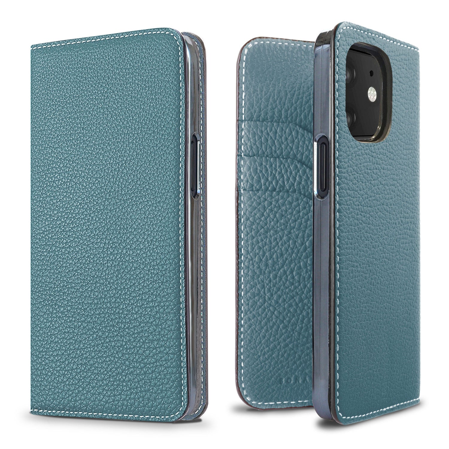 iPhone 12 mini Diary Case Shrink Leather (Blue Cyan)