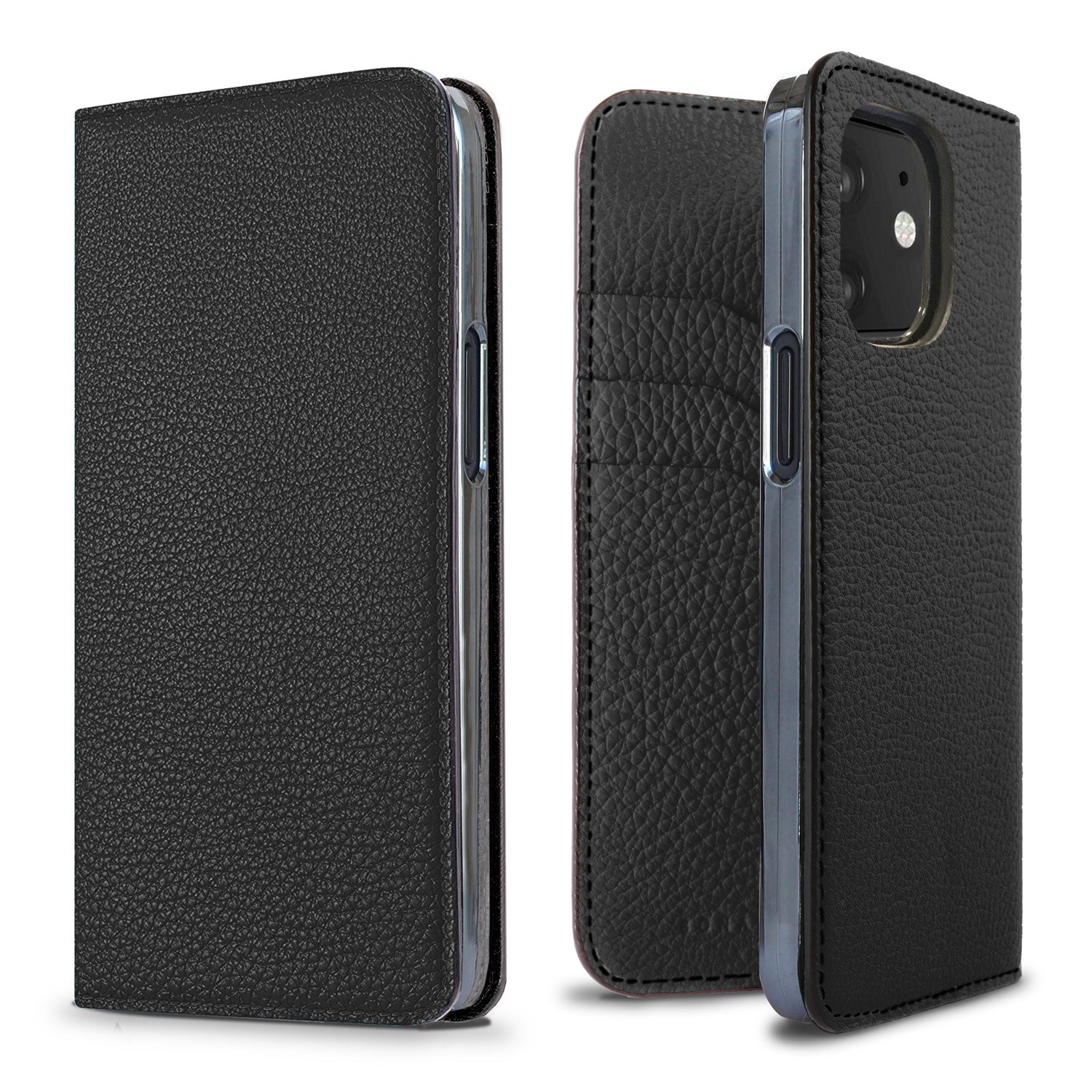 iPhone 12 mini Diary Case Shrink Leather (Black)