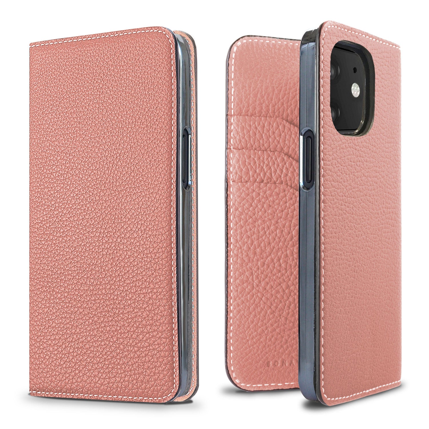 iPhone 12 mini Diary Case Shrink Leather (Coral Pink)