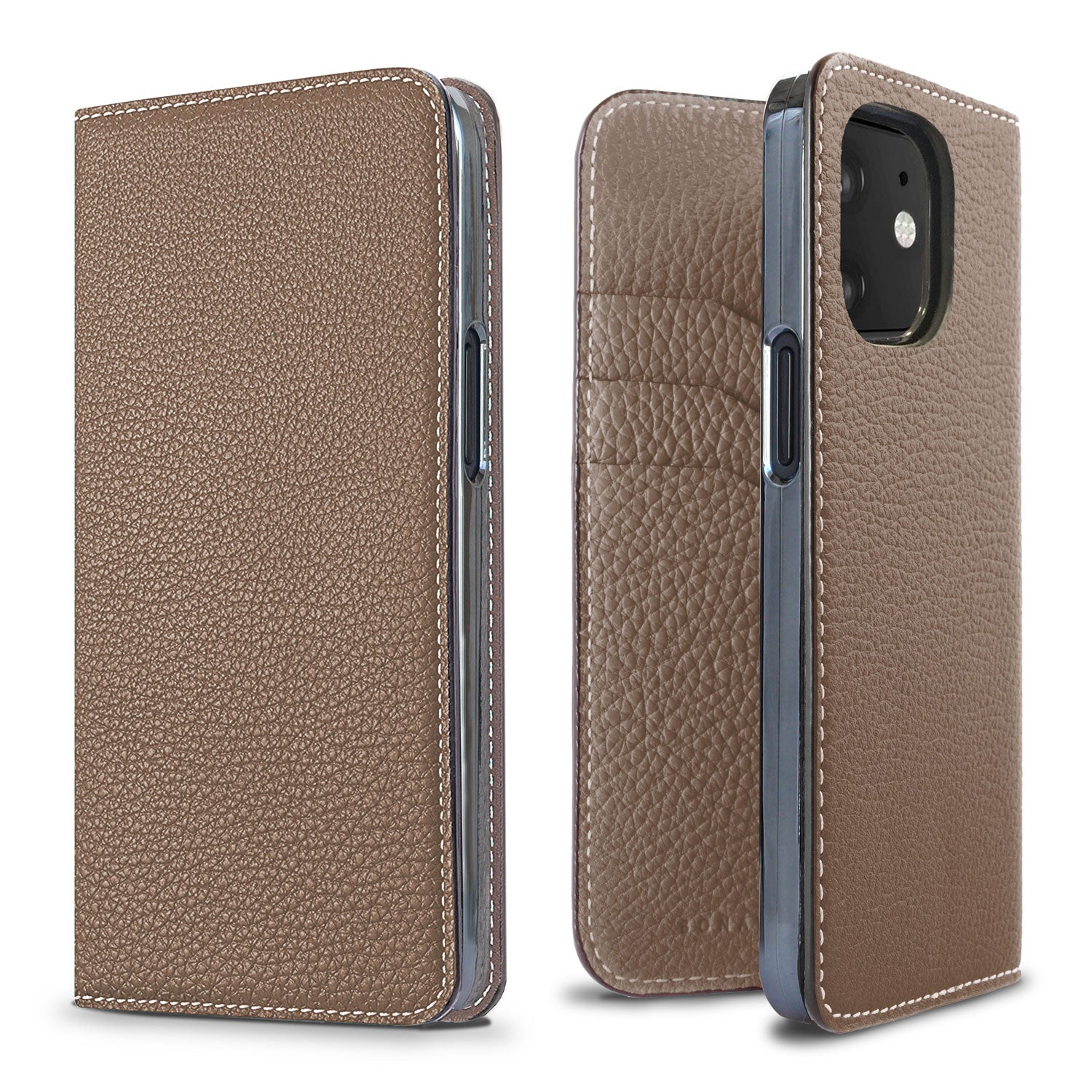 iPhone 12 mini Diary Case Shrink Leather (Etoupe)