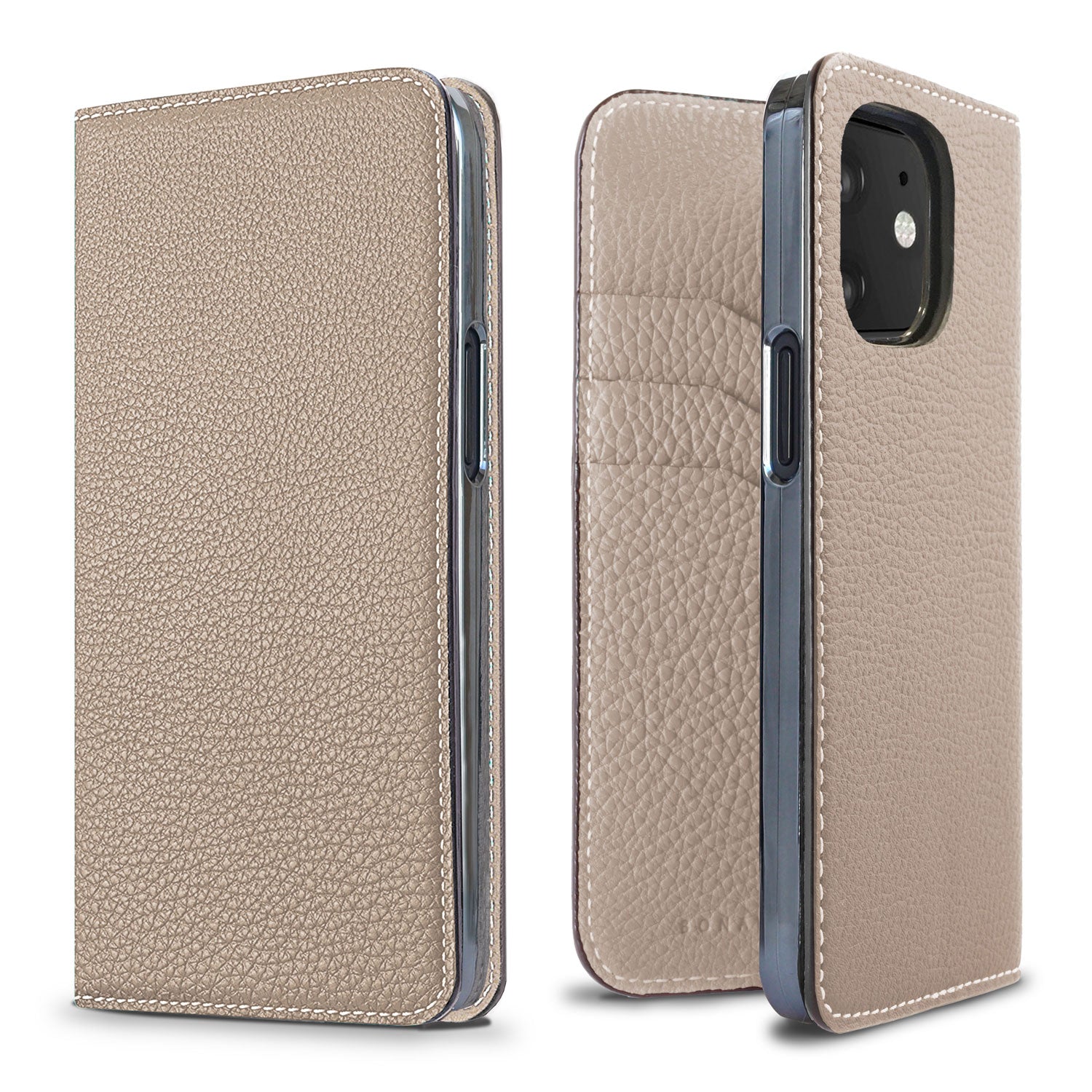 iPhone 12 mini Diary Case Shrink Leather (Greige)