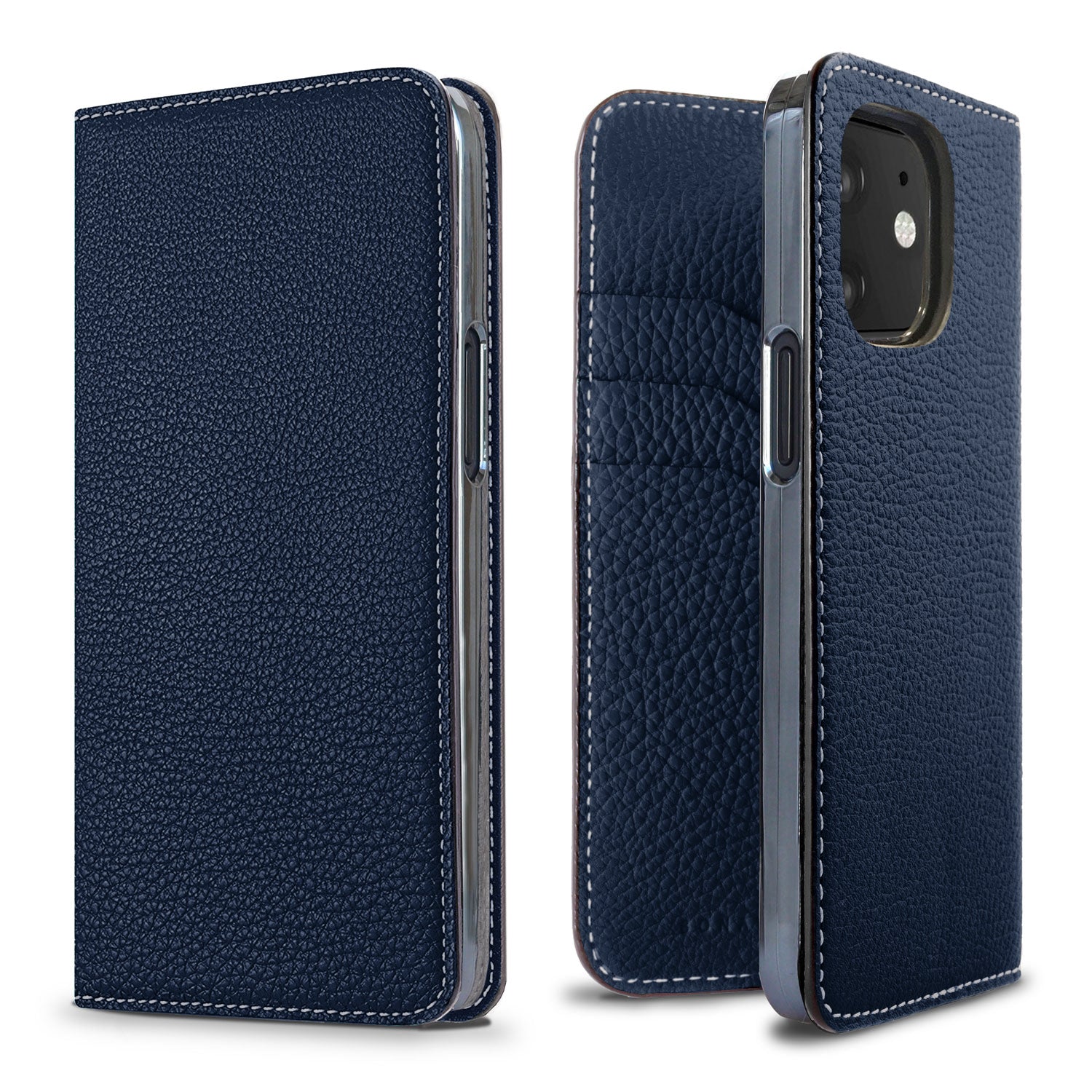 iPhone 12 mini Diary Case Shrink Leather (Navy)
