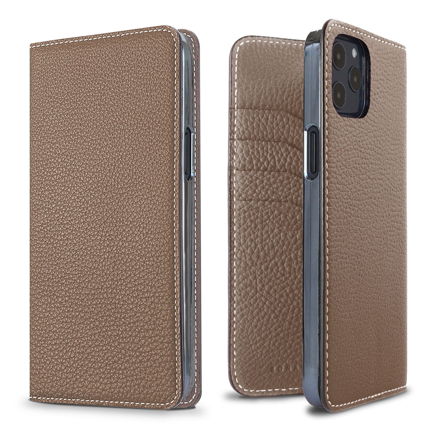 iPhone 12 Pro Max Diary Case Shrink Leather (Etoupe)