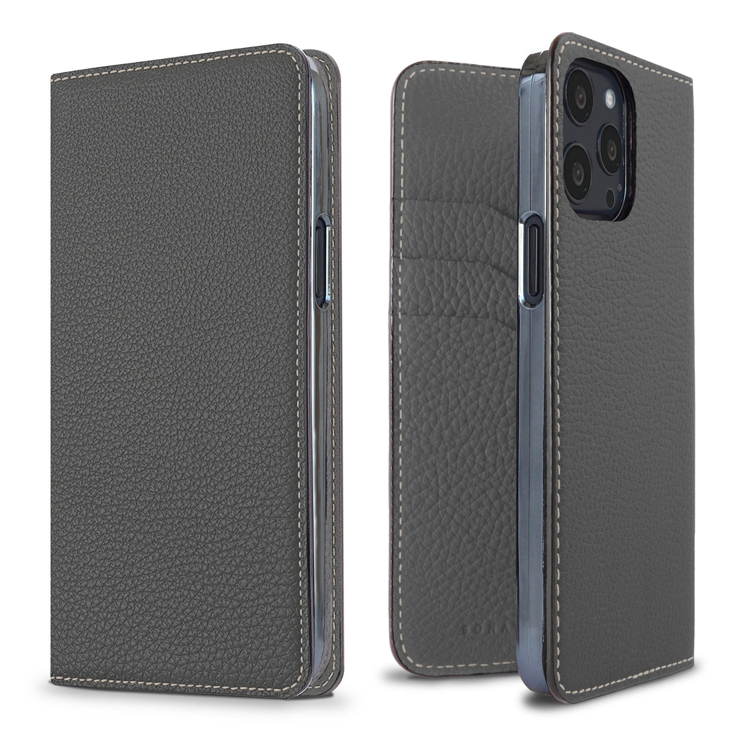 iPhone 13 Pro Diary Case Shrink Leather (Charcoal Gray)
