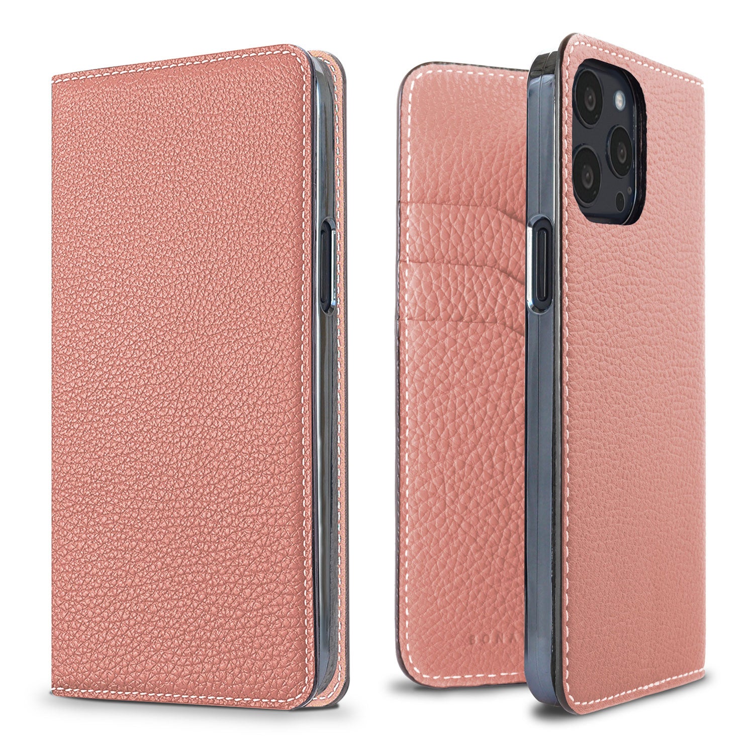 iPhone 13 Pro Diary Case Shrink Leather (Coral Pink)