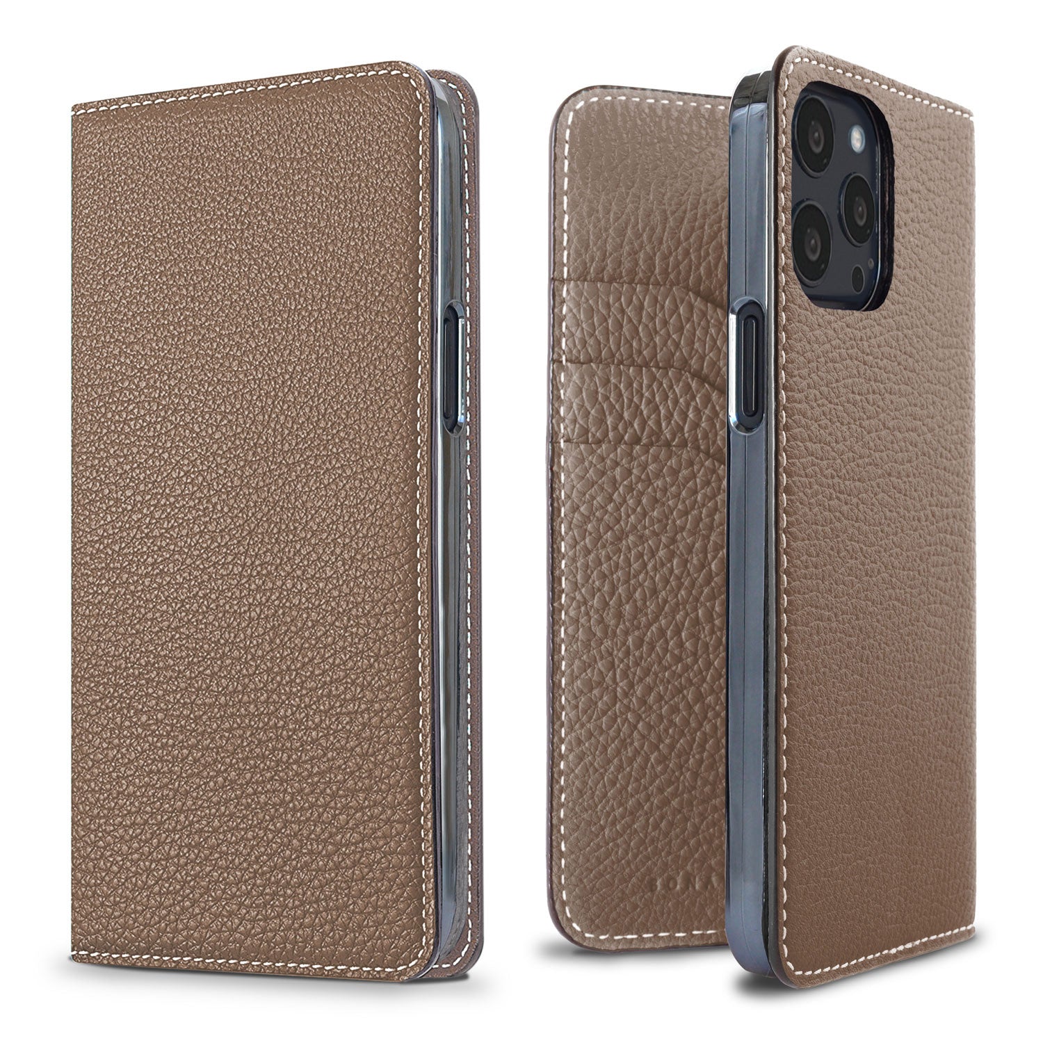 iPhone 13 Pro Diary Case Shrink Leather (Etoupe)