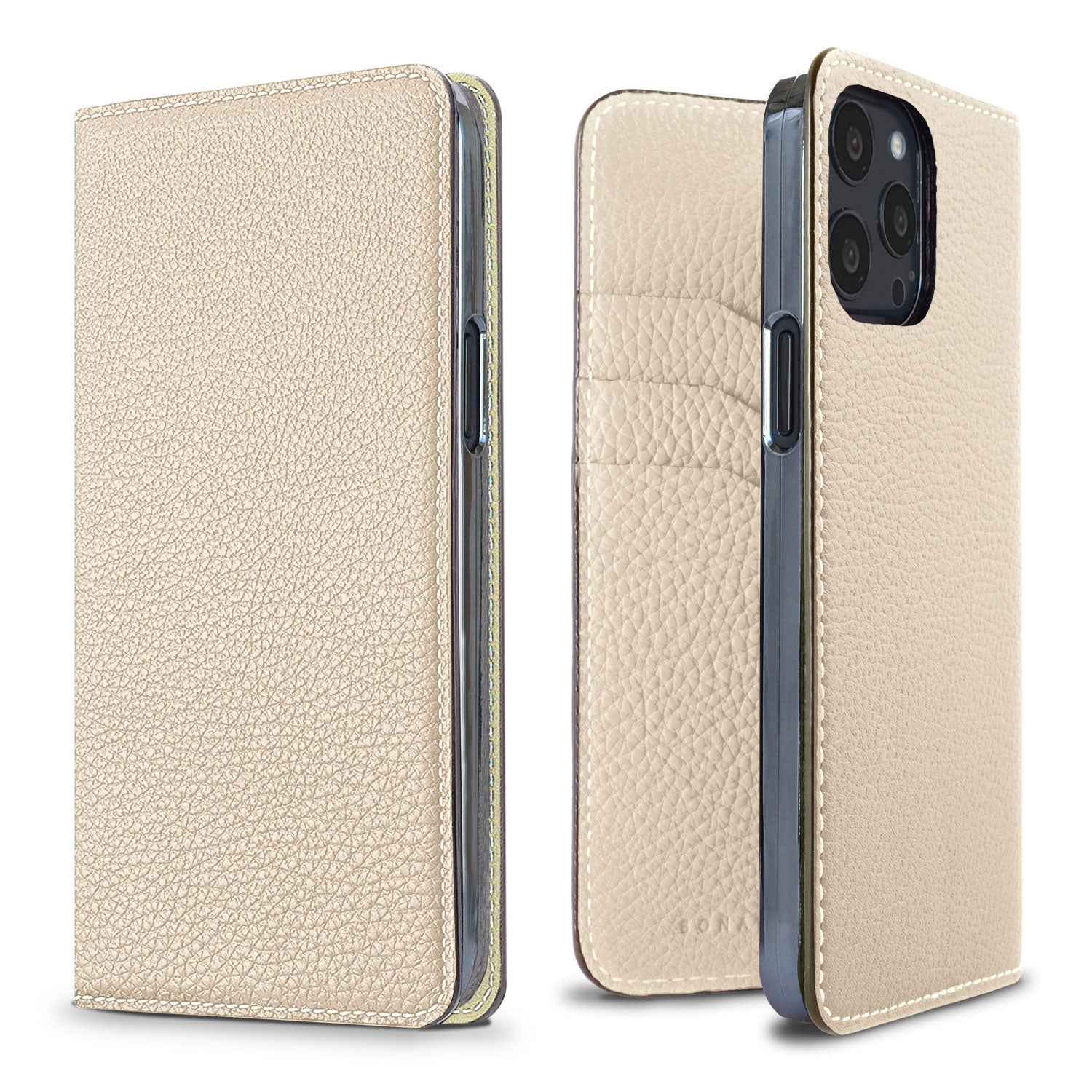 iPhone 13 Pro Diary Case Shrink Leather (Ivory)