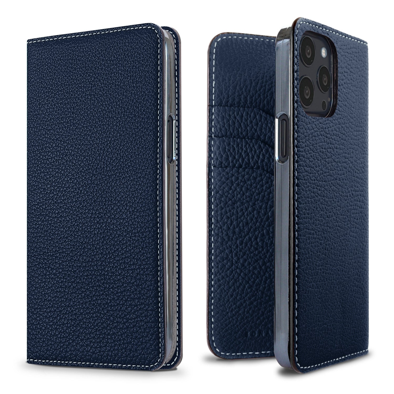 iPhone 13 Pro Diary Case Shrink Leather (Navy)
