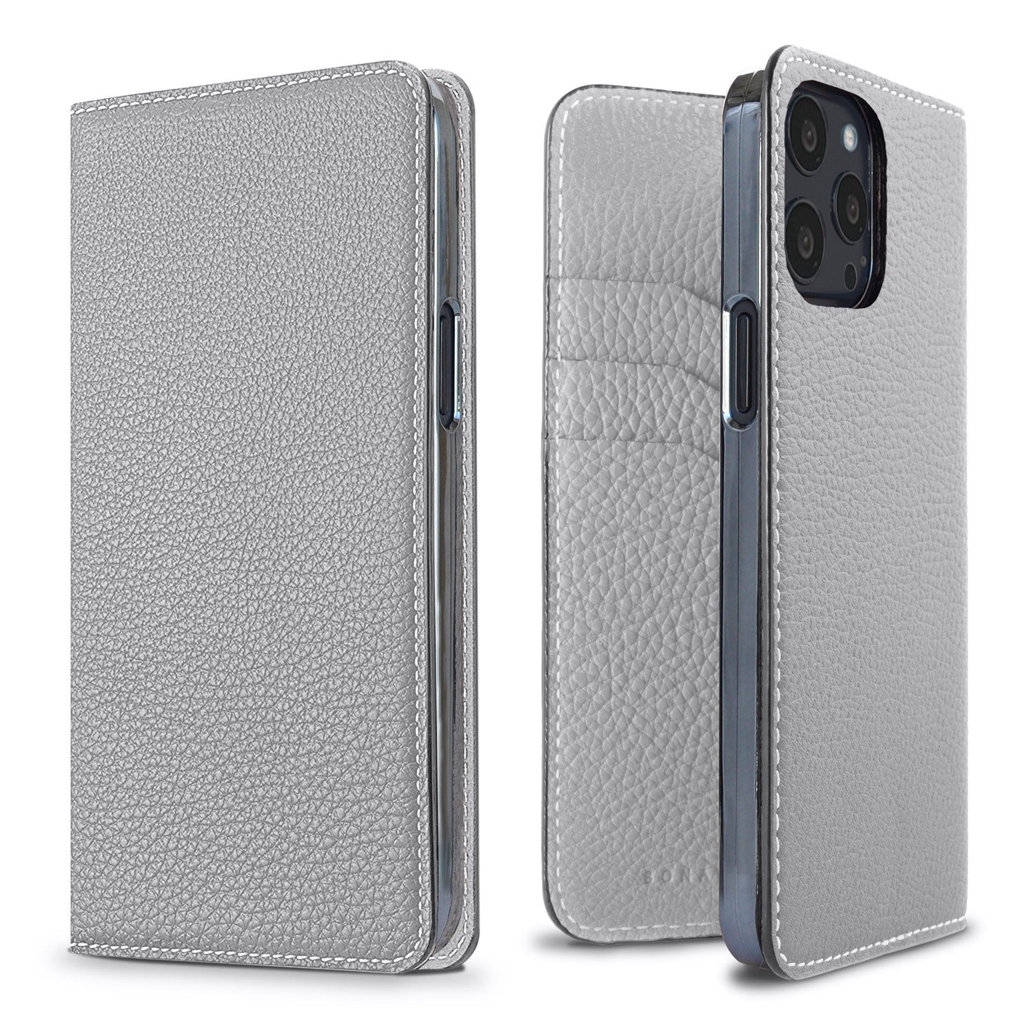 iPhone 13 Pro Diary Case Shrink Leather (True Gray)