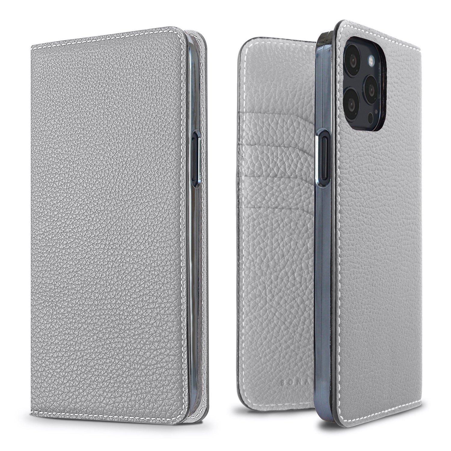 iPhone 13 Pro Max Diary Case Shrink Leather (True Gray)