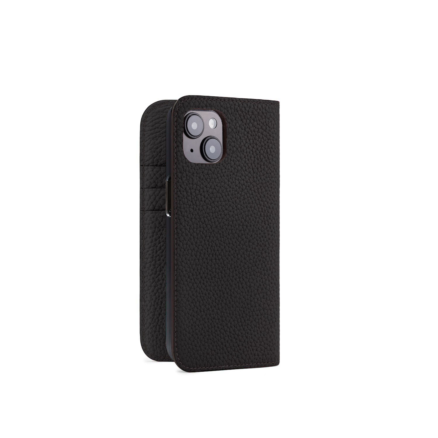 iPhone 14 Diary Case Shrink Leather (Black)