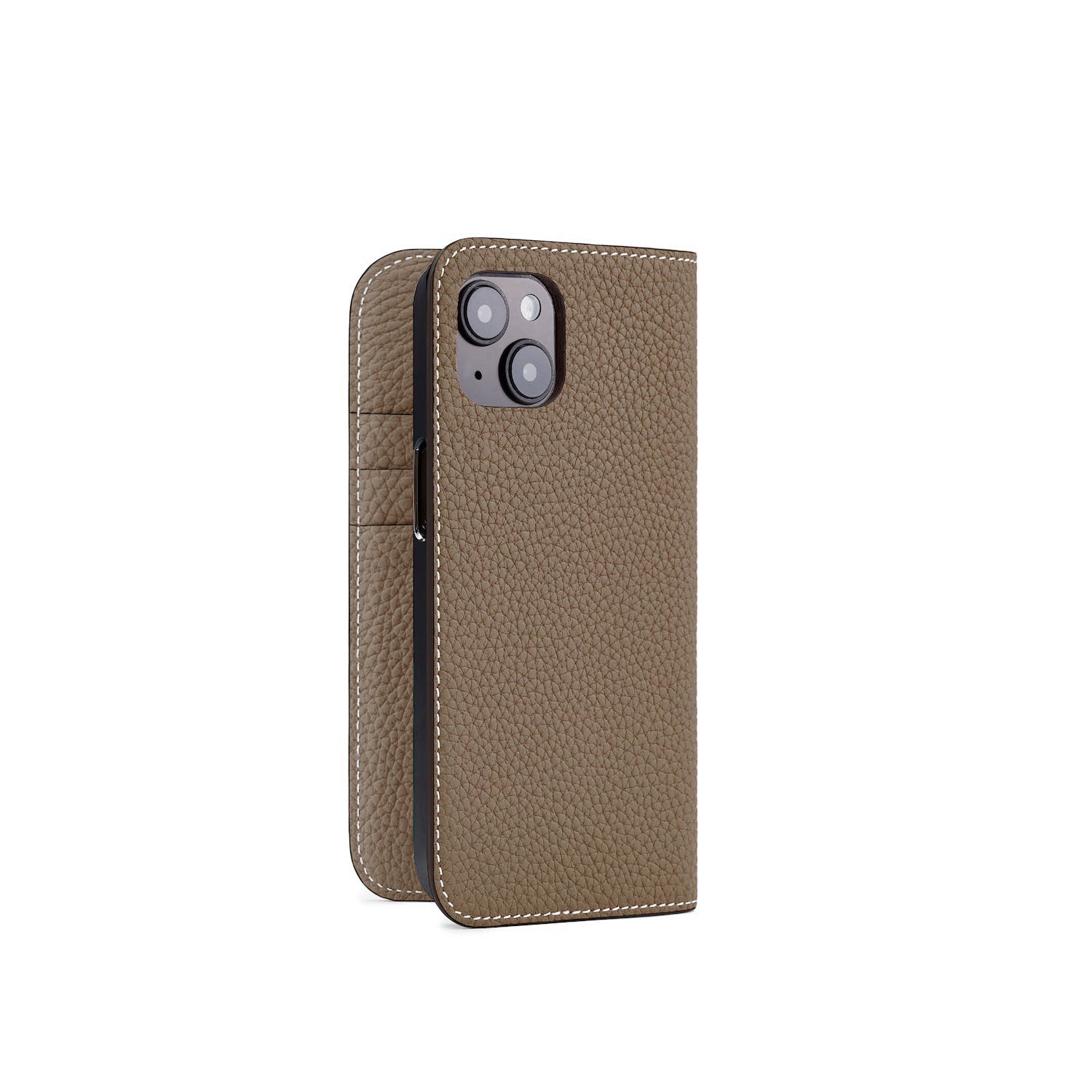 iPhone 14 Diary Case Shrink Leather (Etoupe)