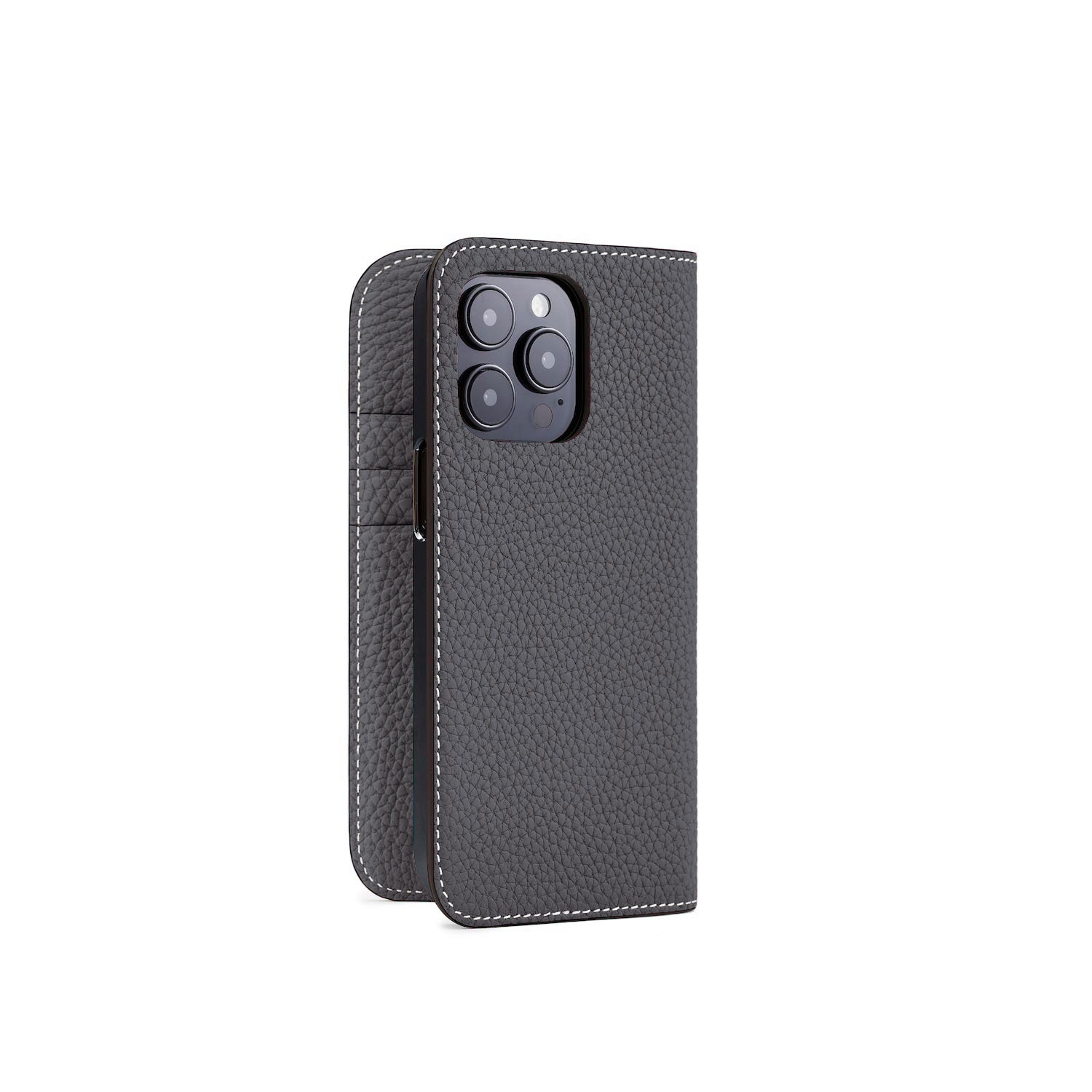 iPhone 14 Pro Diary Case Shrink Leather (Charcoal Gray)