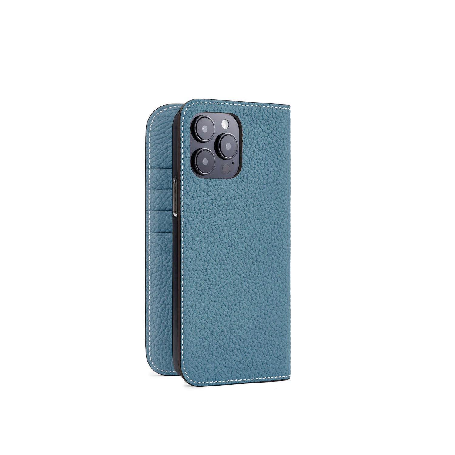 iPhone 14 Pro Max Diary Case Shrink Leather (Blue Cyan)