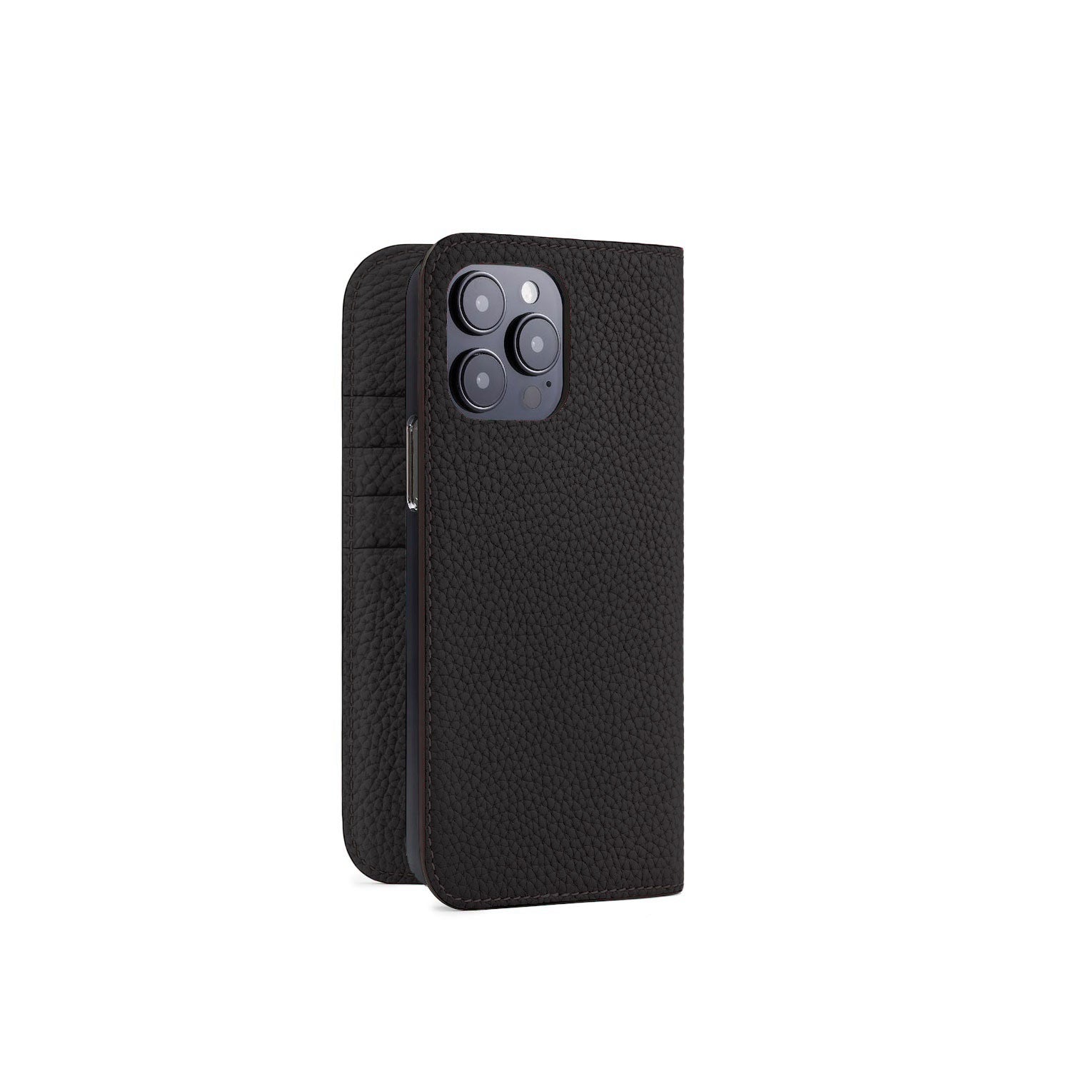 iPhone 14 Pro Max Diary Case Shrink Leather (Black)