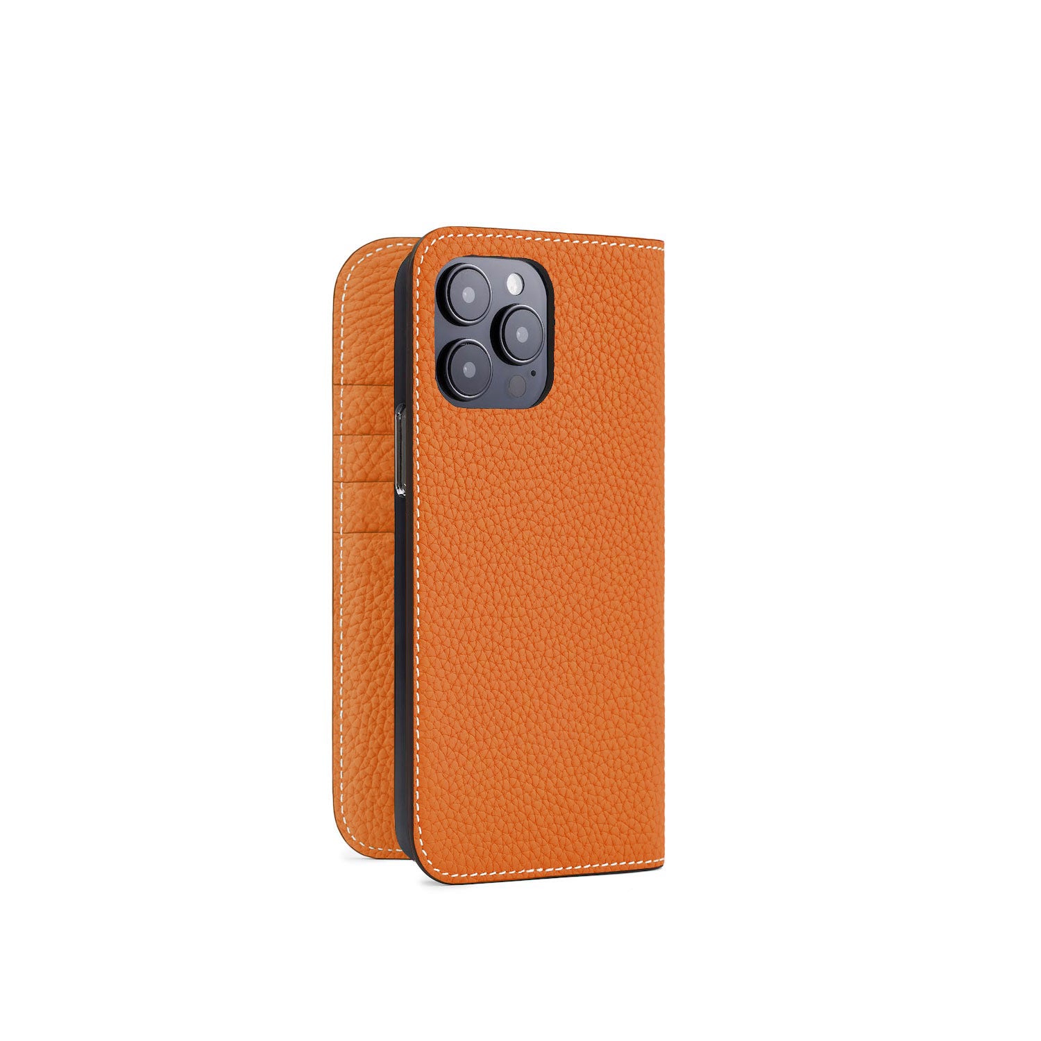 iPhone 14 Pro Max Diary Case Shrink Leather (Orange)