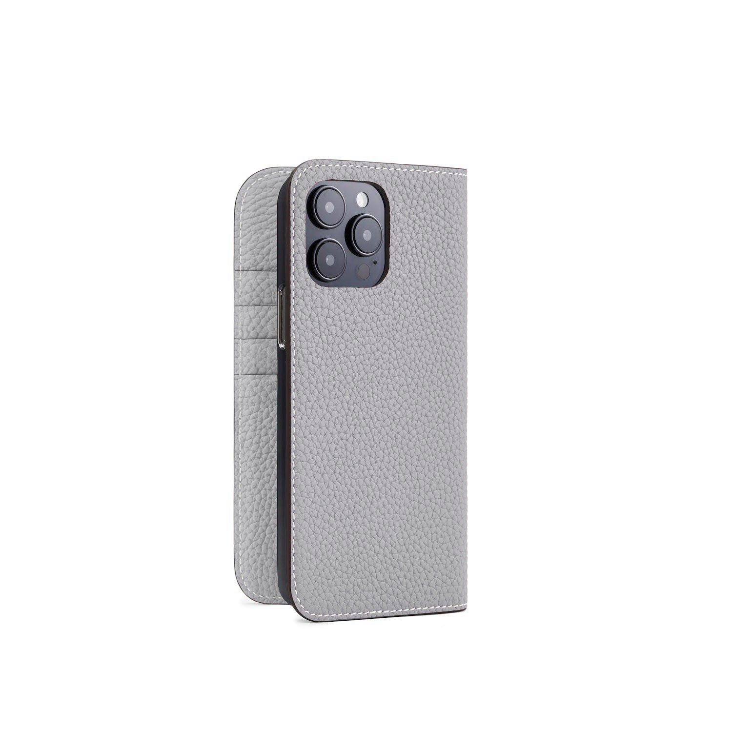 iPhone 14 Pro Max Diary Case Shrink Leather (True Gray)