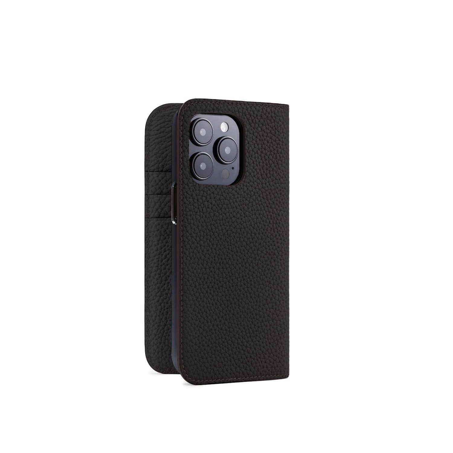 iPhone 15 Pro Diary Case Shrink Leather (Black)