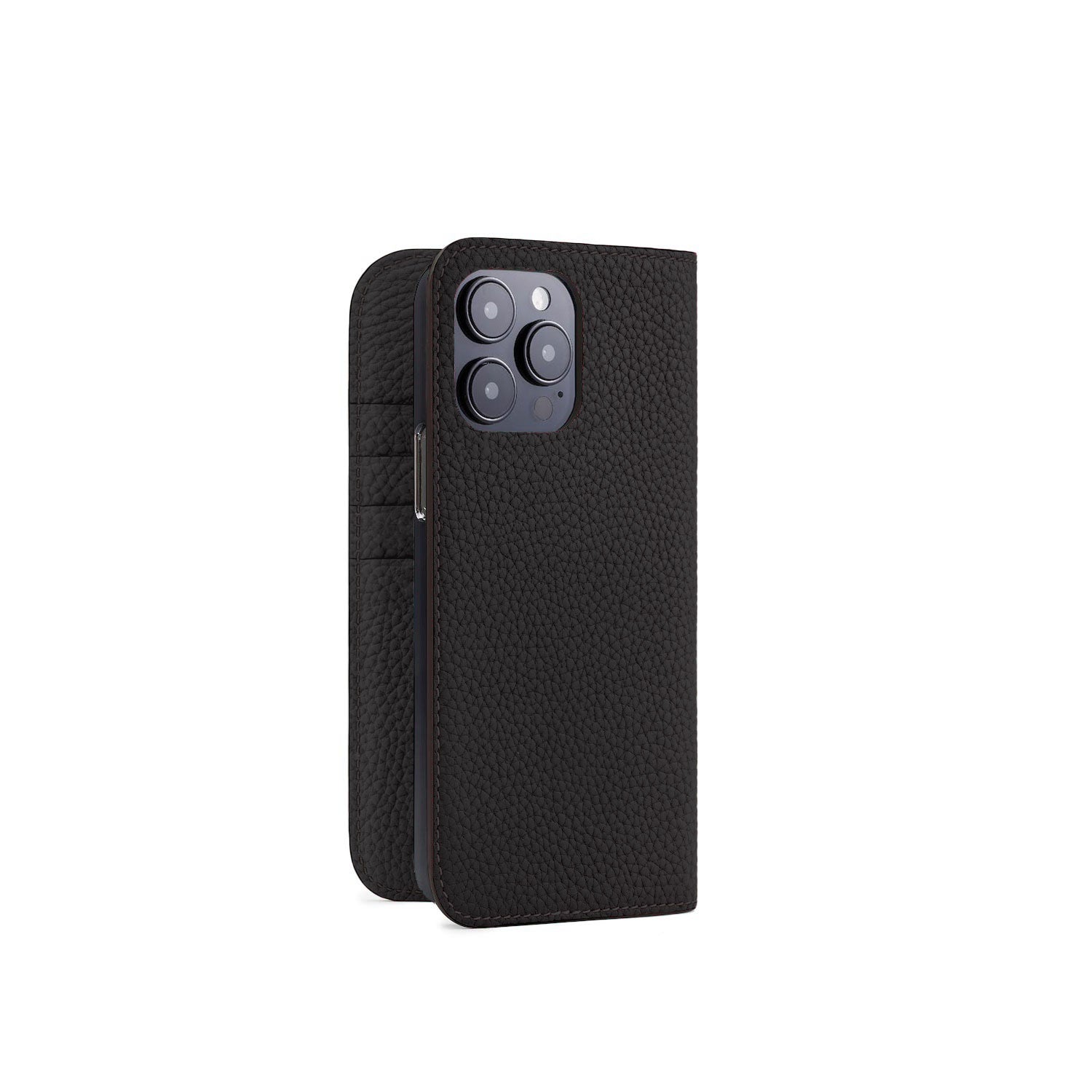 iPhone 15 Pro Max Diary Case Shrink Leather (Black)