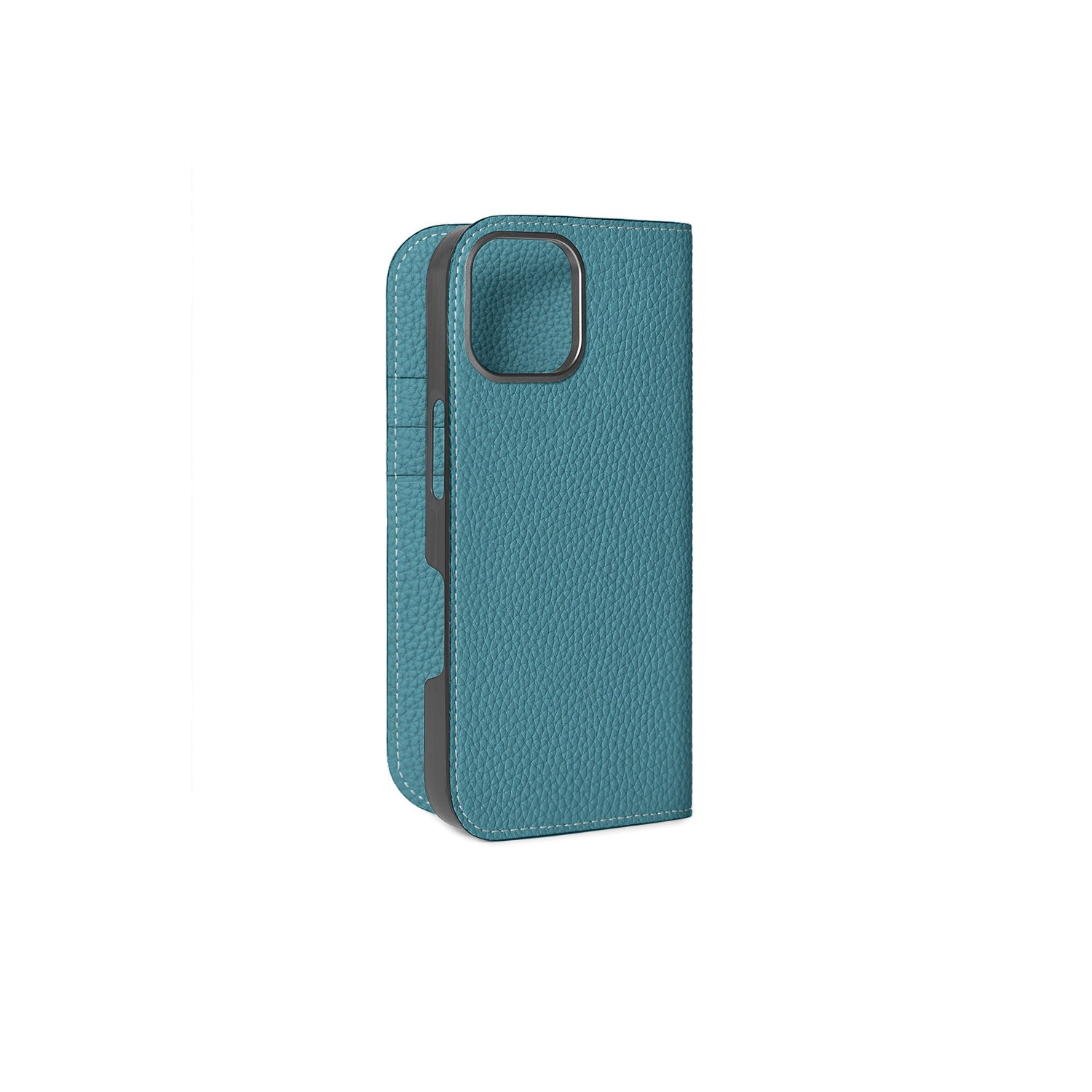 iPhone 16 Diary Case Shrink Leather (Blue Cyan)