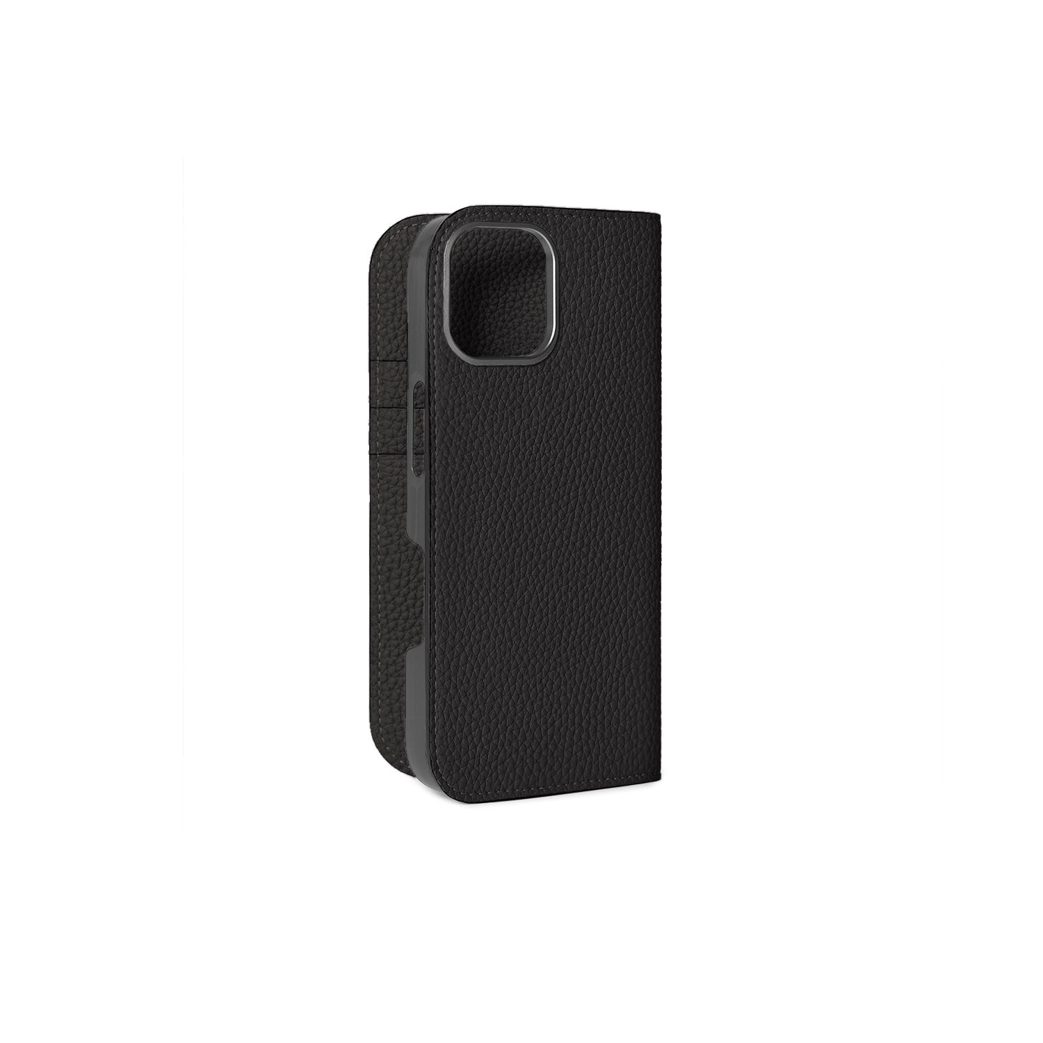 iPhone 16 Diary Case Shrink Leather (Black)
