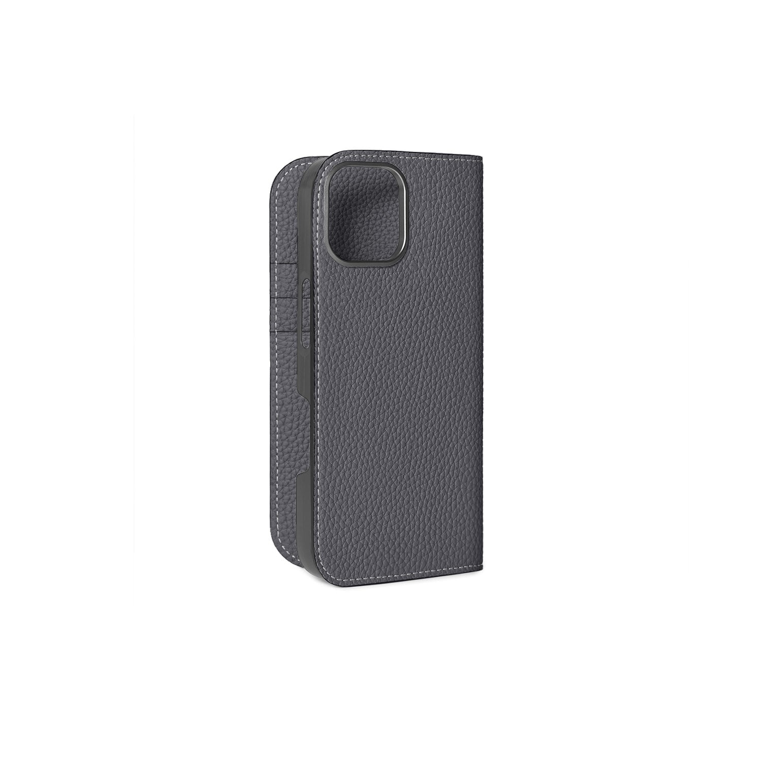 iPhone 16 Diary Case Shrink Leather (Charcoal Gray)