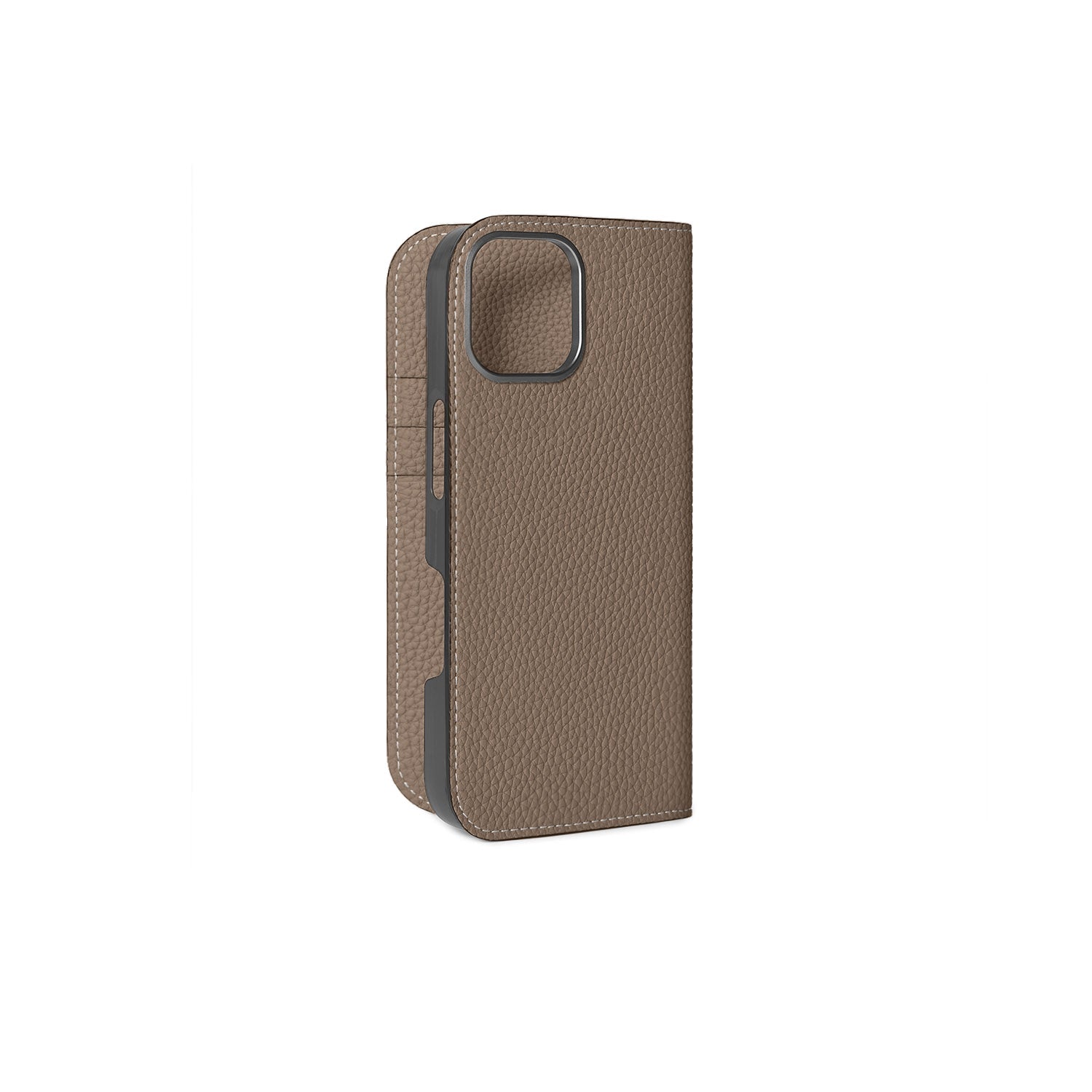 iPhone 16 Diary Case Shrink Leather (Etoupe)
